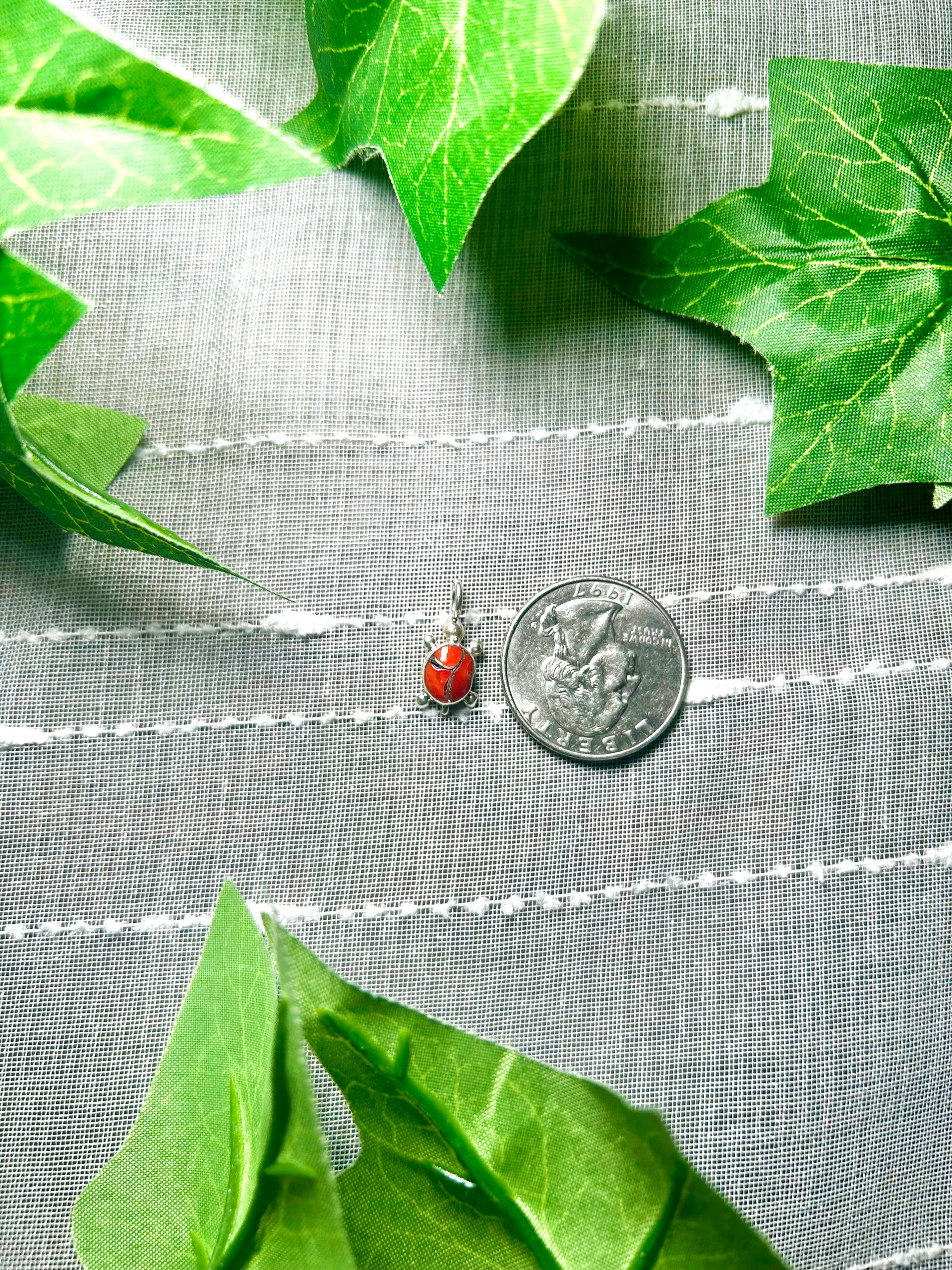 Zuni Coral & Sterling Silver Pendant