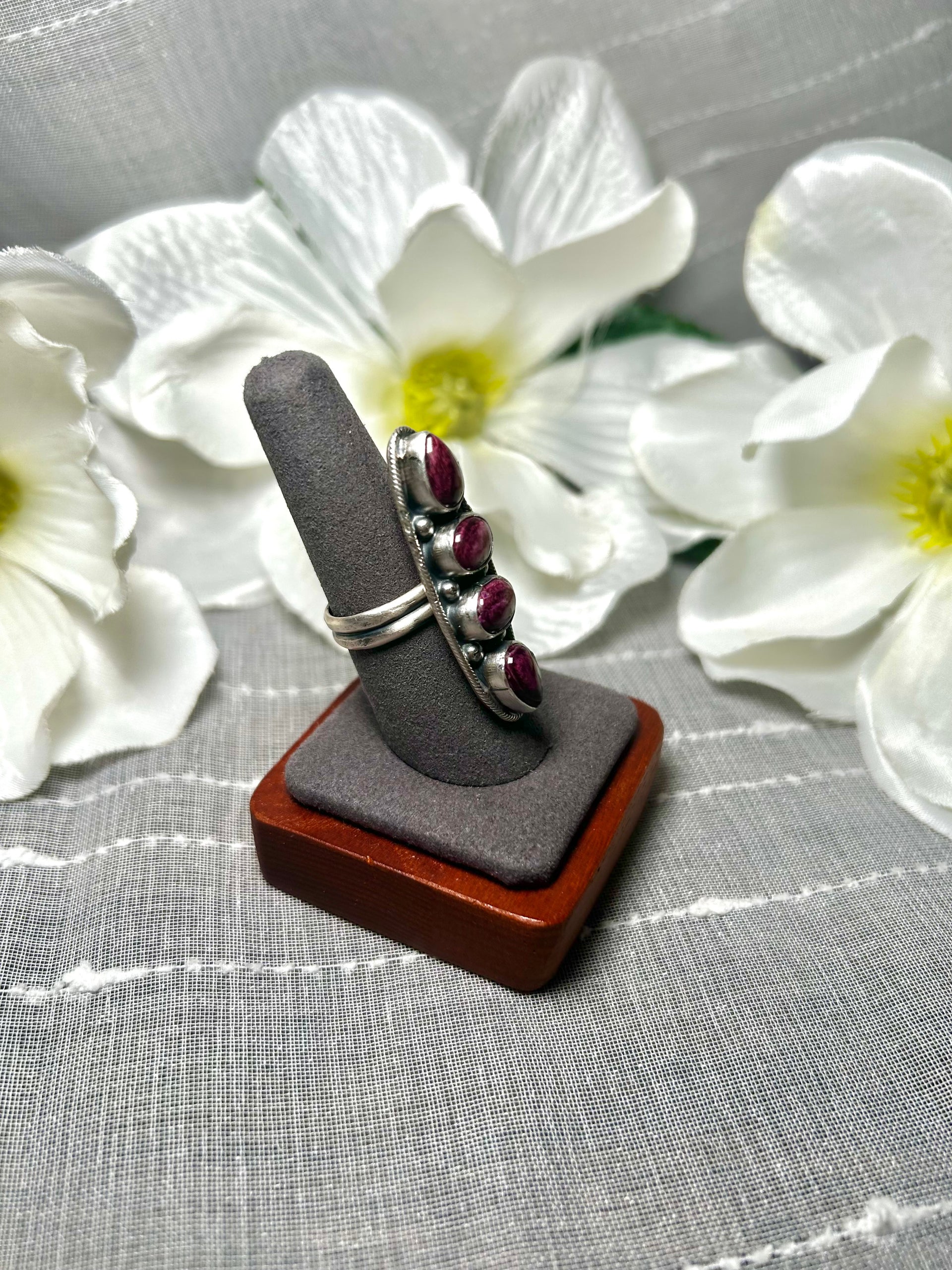 Jameson Garcia Purple Spiny Oyster & Sterling Silver Adjustable Ring