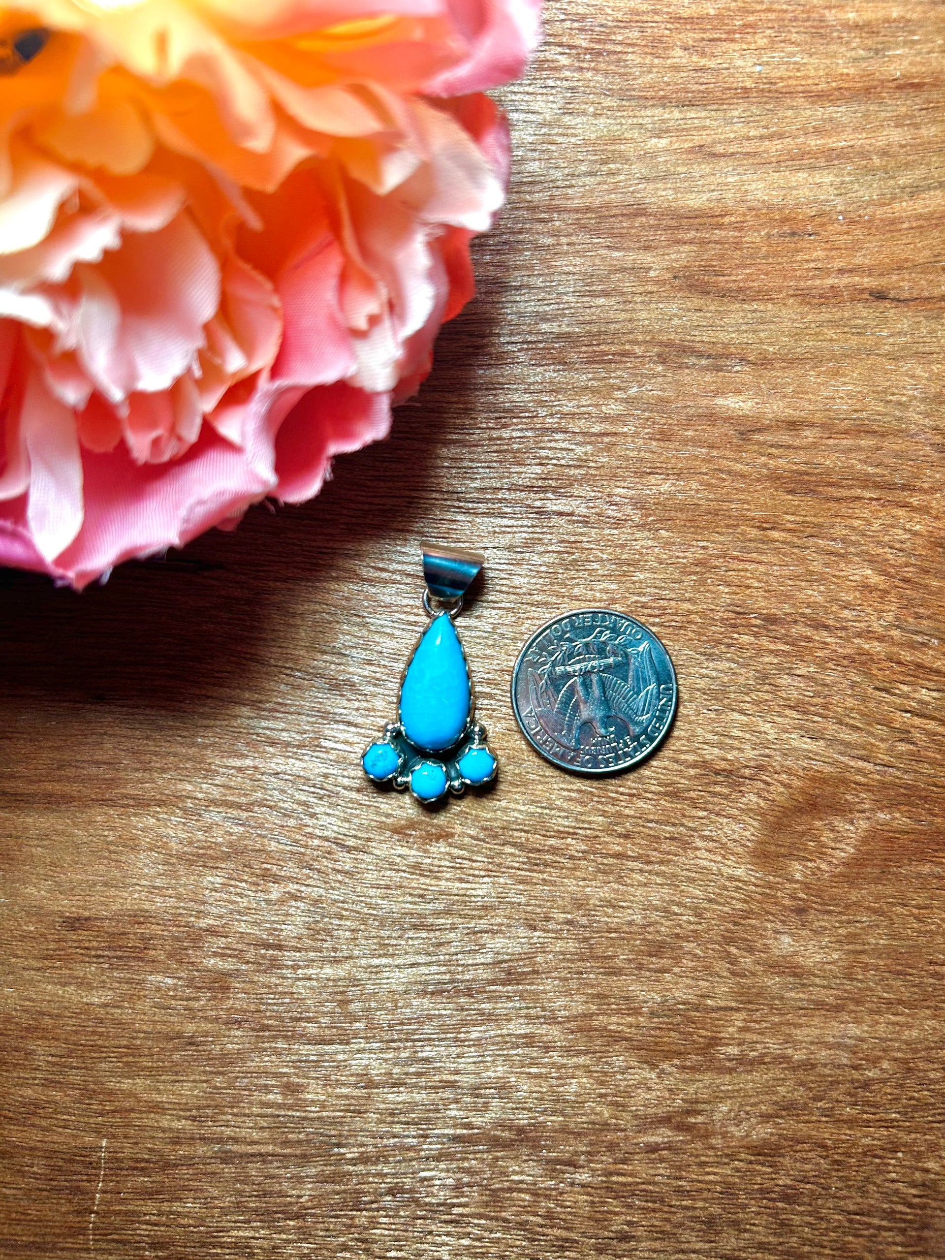 Annie Spencer Sleeping Beauty Turquoise & Sterling Silver Pendant