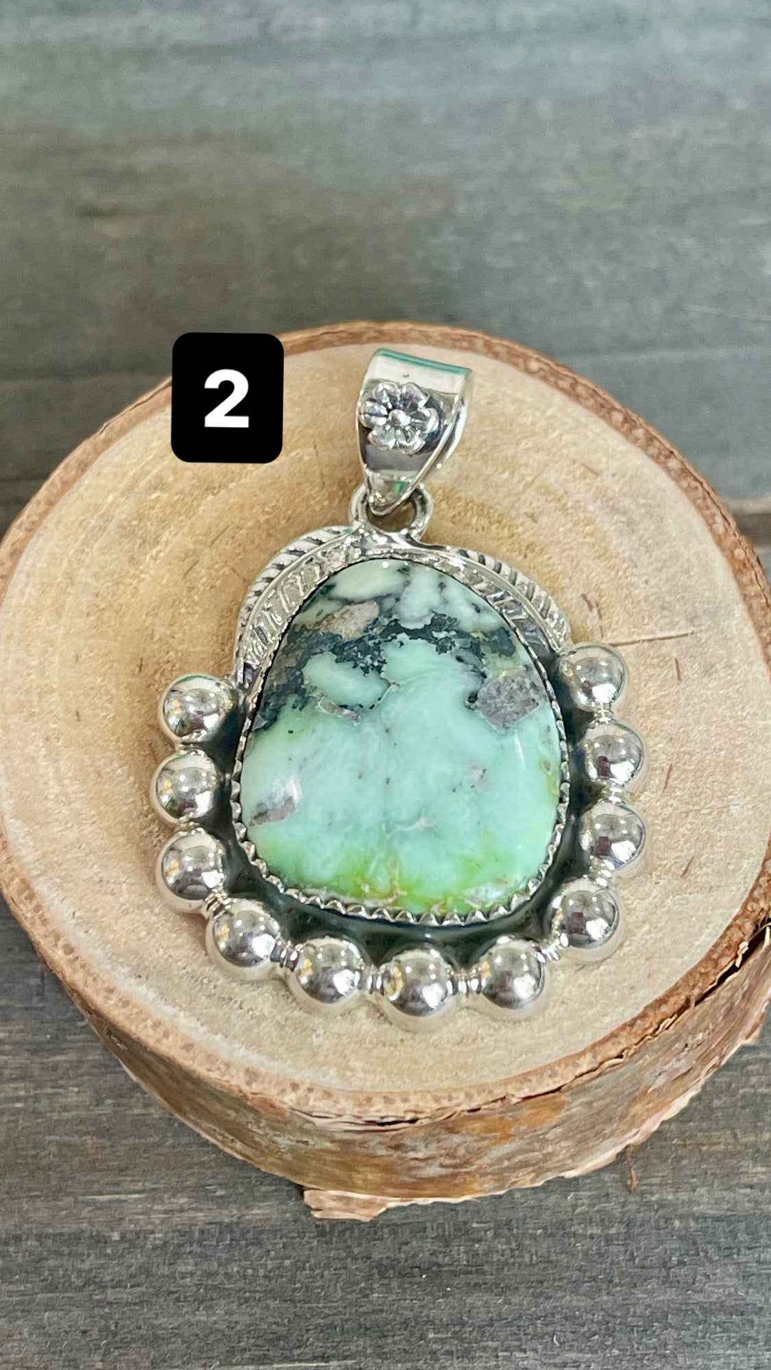 Southwest Palomino Variscite & Sterling Silver Pendant