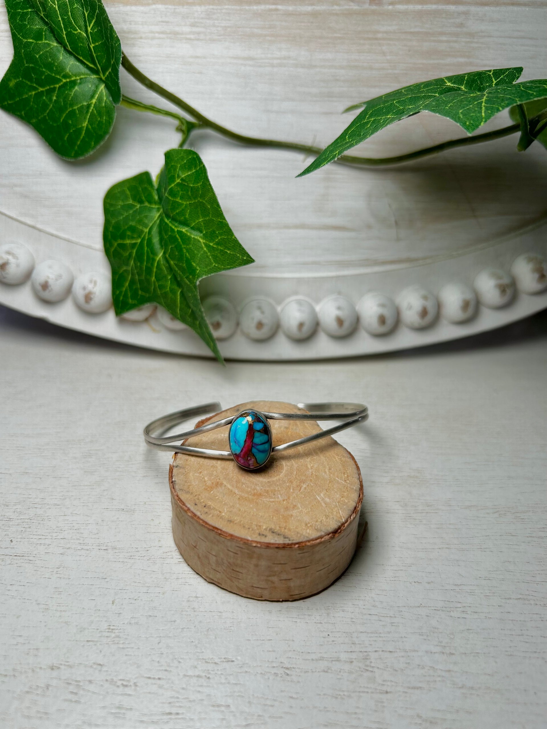 Navajo Made  Mohave Turquoise & Sterling Silver Cuff Bracelet