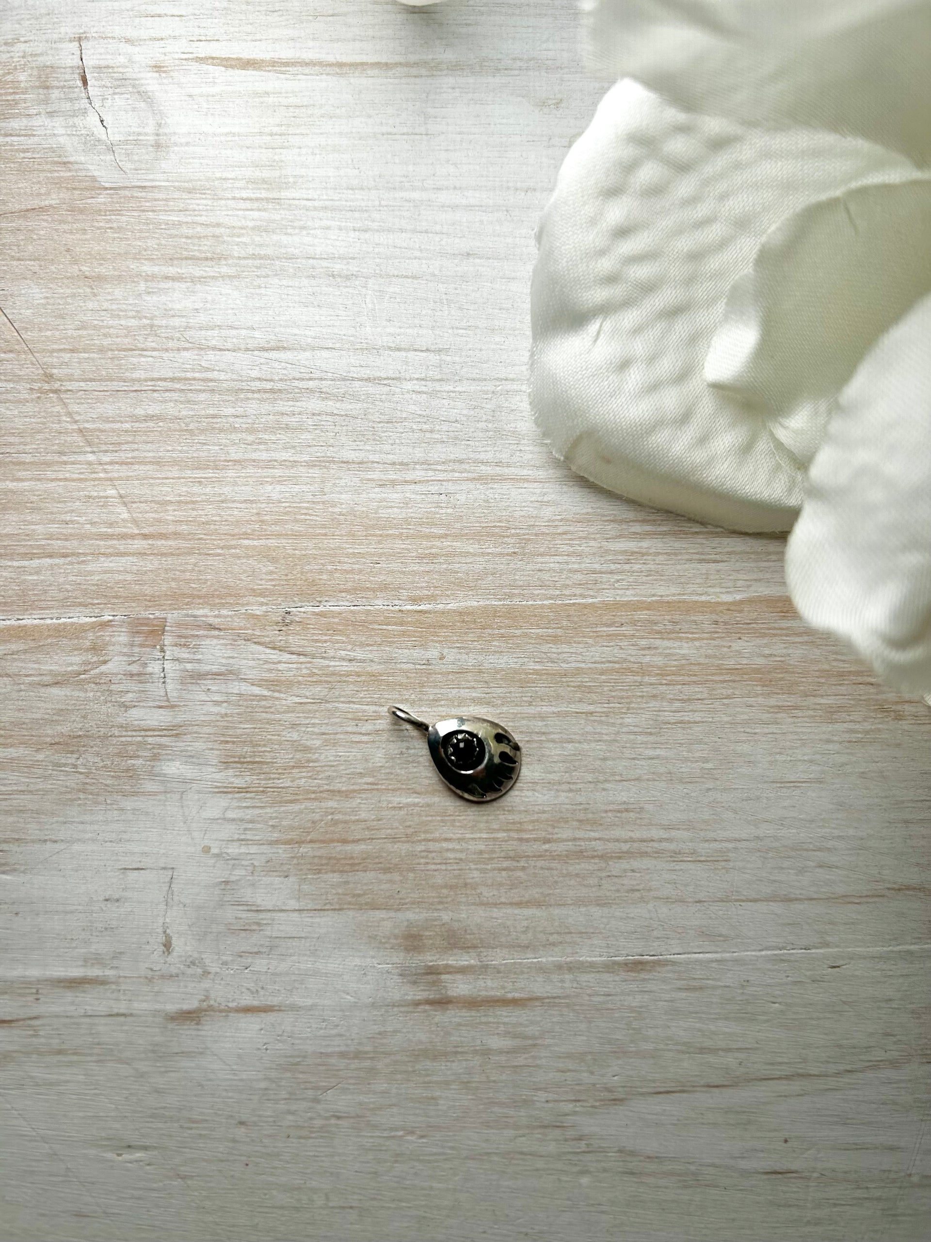 Navajo Made Onyx & Sterling Silver Pendant