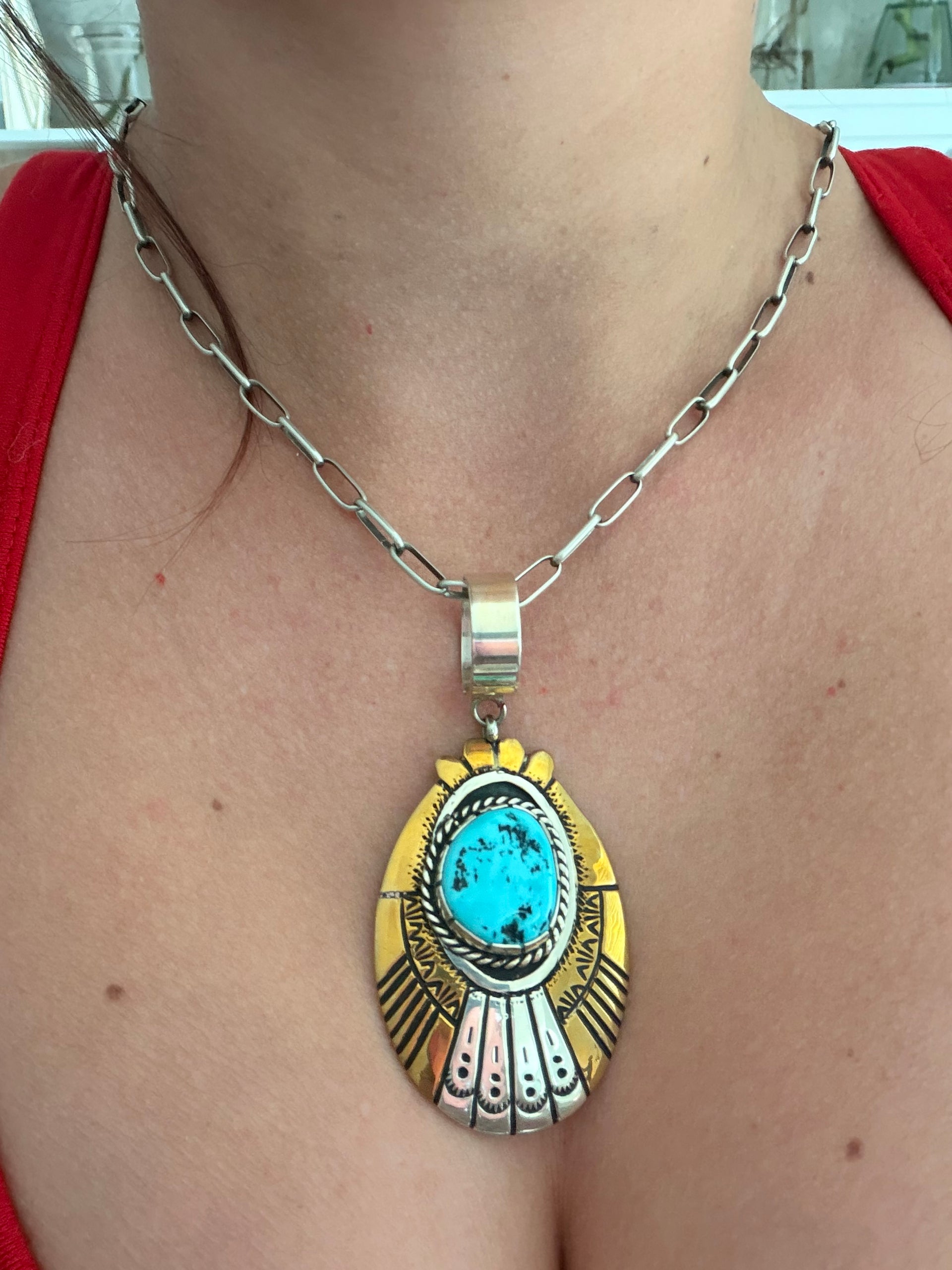 Tommy & Rose Singer Kingman Turquoise & Sterling Silver Pendant