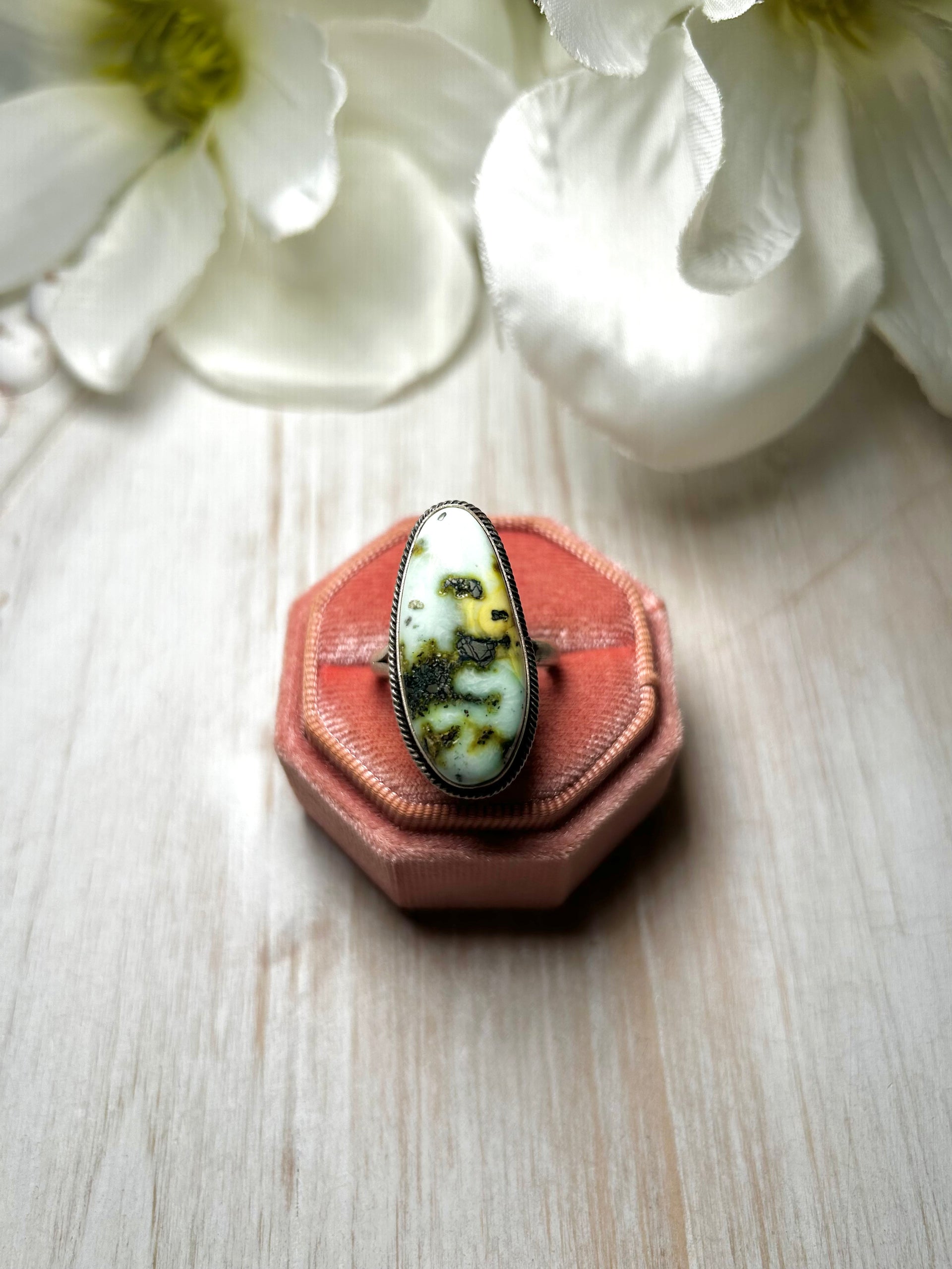 Eli Skeets Palomino Variscite & Sterling Silver Adjustable Ring