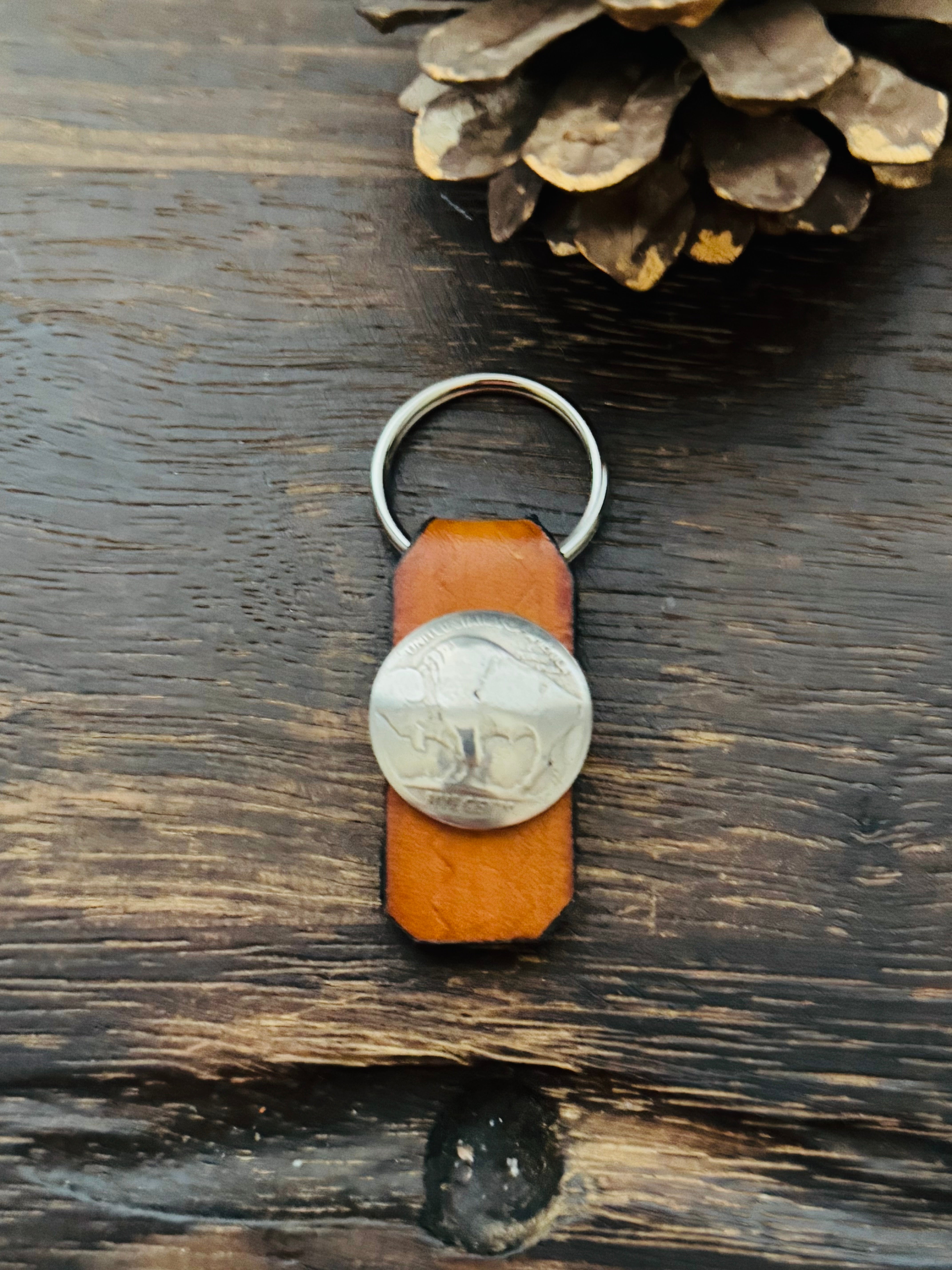 Genuine Leather & Buffalo Nickel Key Chain