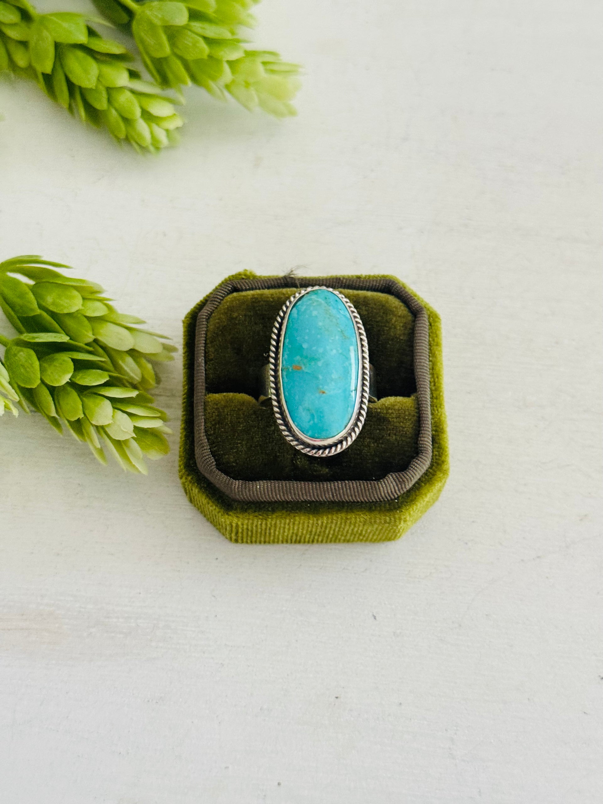 Southwest Made Royston Turquoise & Sterling Sliver Ring Size 9.5