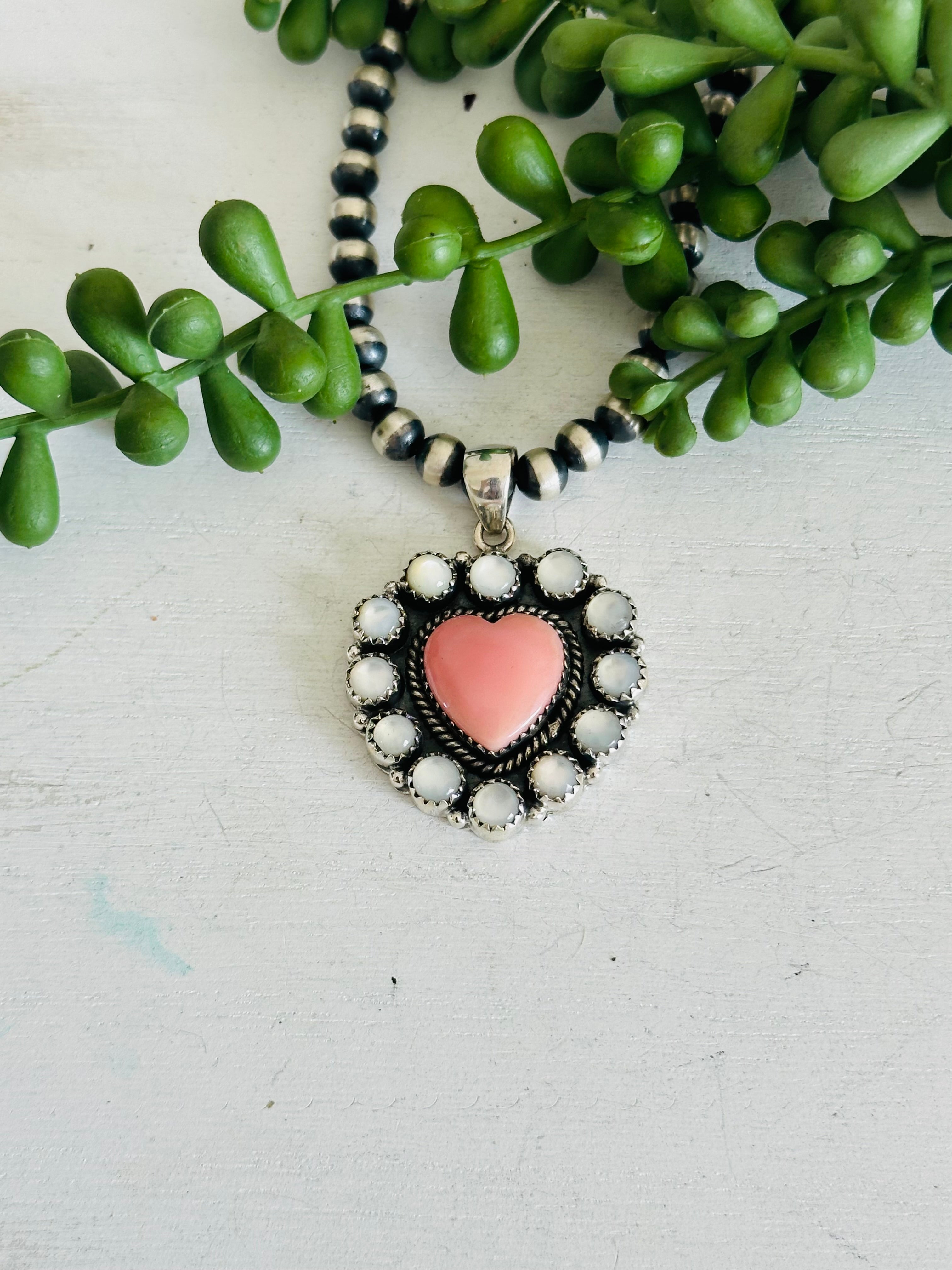 Southwest Handmade Multi Stone & Sterling Silver Cluster Heart Pendant