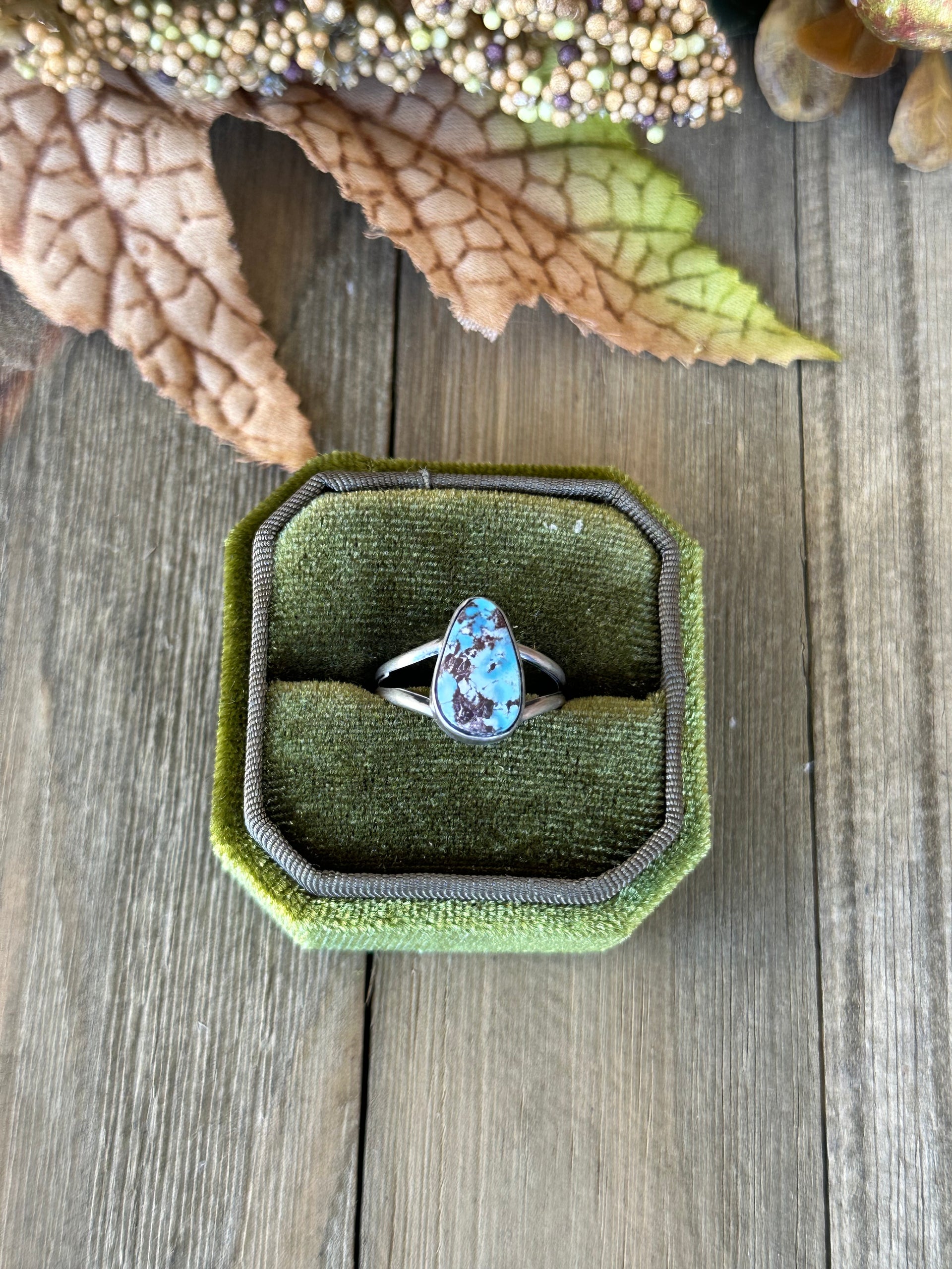 Navajo Made Golden Hills Turquoise & Sterling Silver Ring
