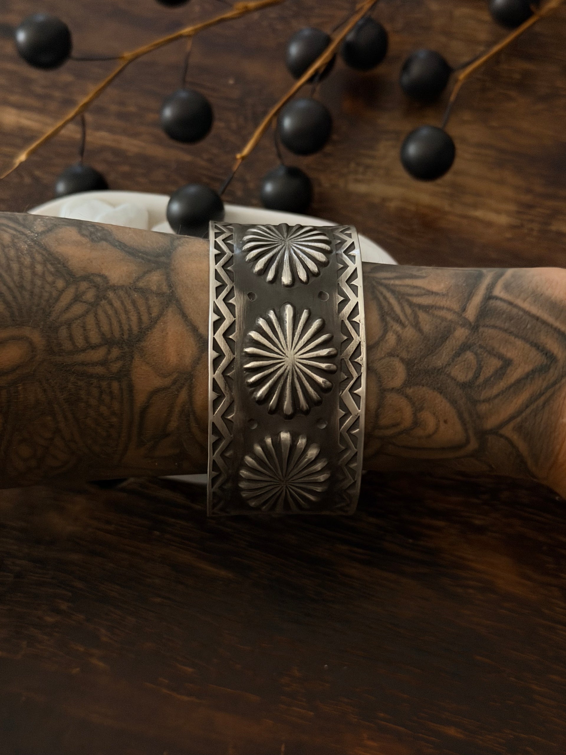 Elvira Bill Sterling Silver Concho Cuff Bracelet