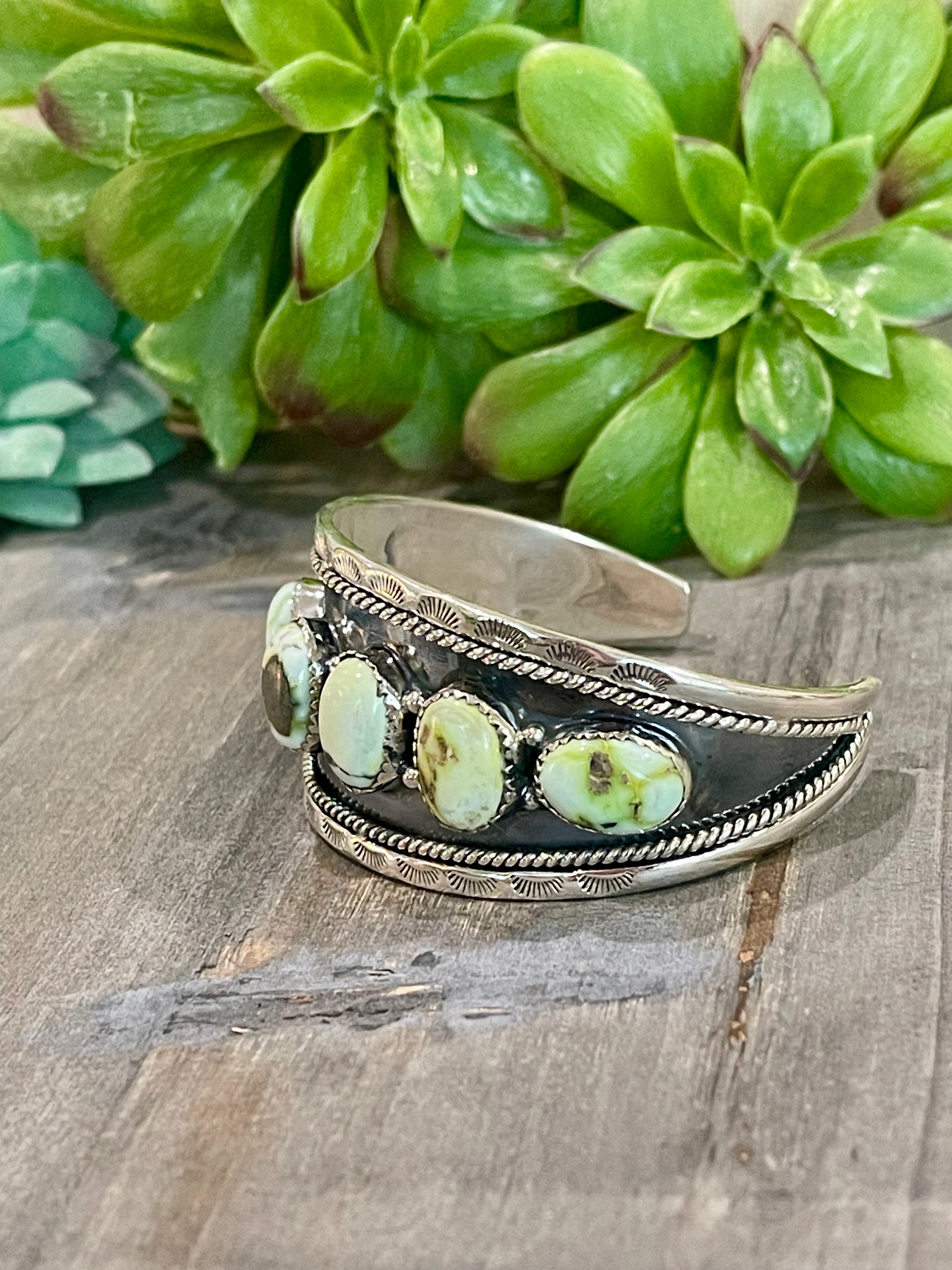 Southwest Handmade Palomino Varicsite & Sterling Silver Cuff Bracelet