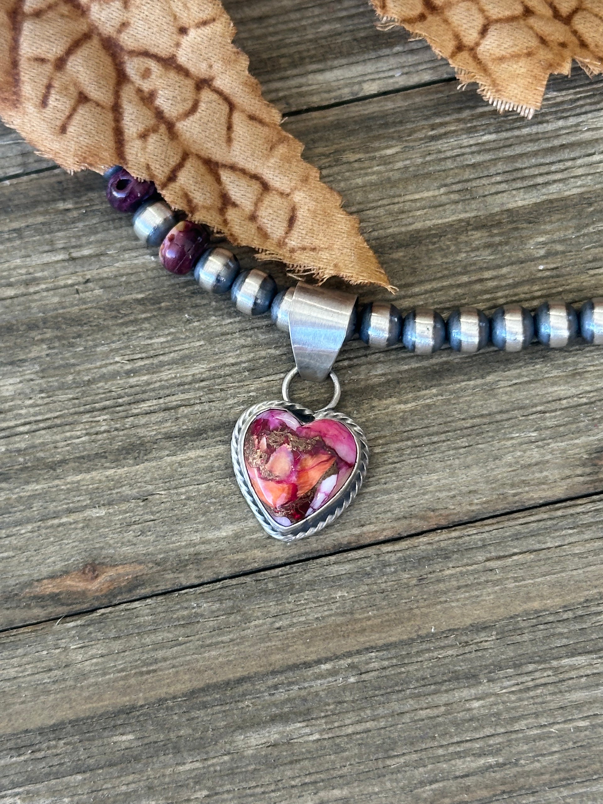 Navajo Made Mohave Turquoise & Sterling Silver Heart Pendant