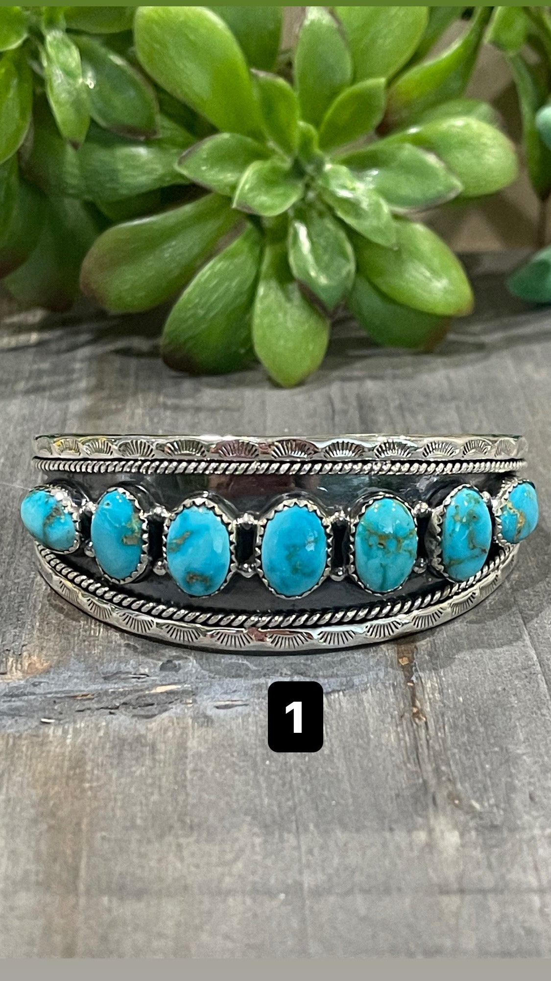 Southwest Handmade Sonoran Mountain Turquoise & Sterling Silver Cuff Bracelet