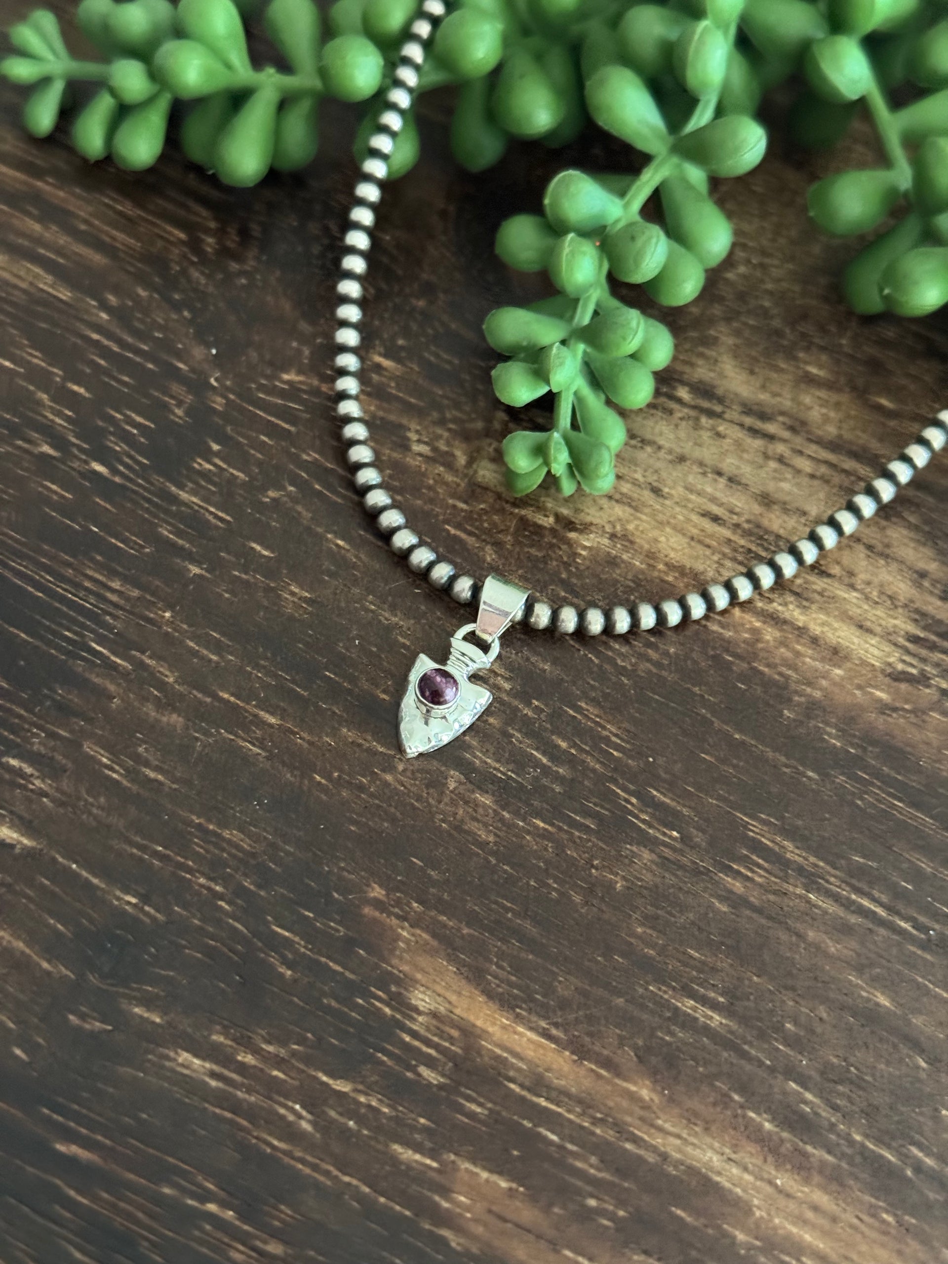 Navajo Made Purple Spiny Oyster & Sterling Silver Pendant