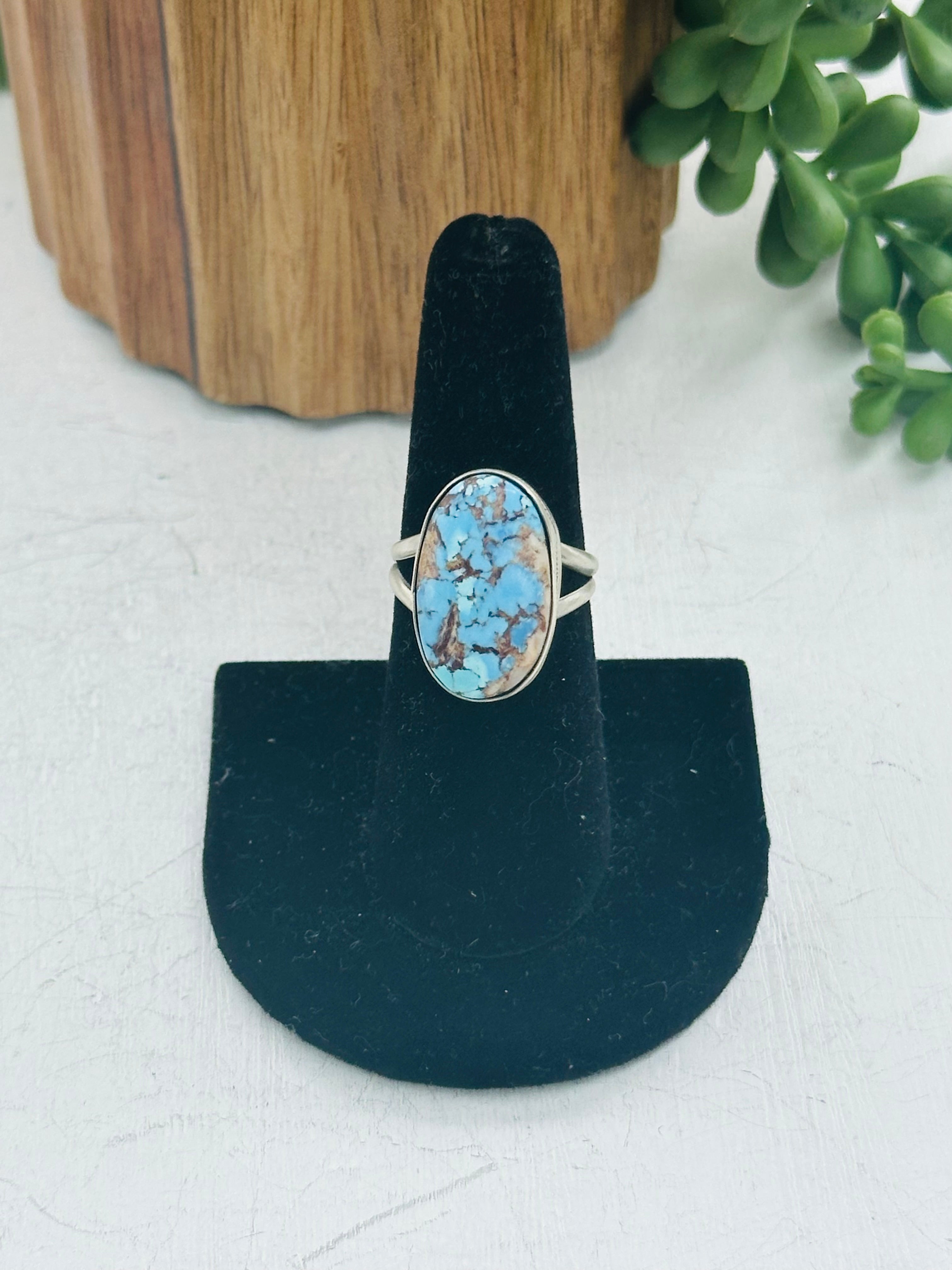 Navajo Made Golden Hills Turquoise & Sterling Silver Ring