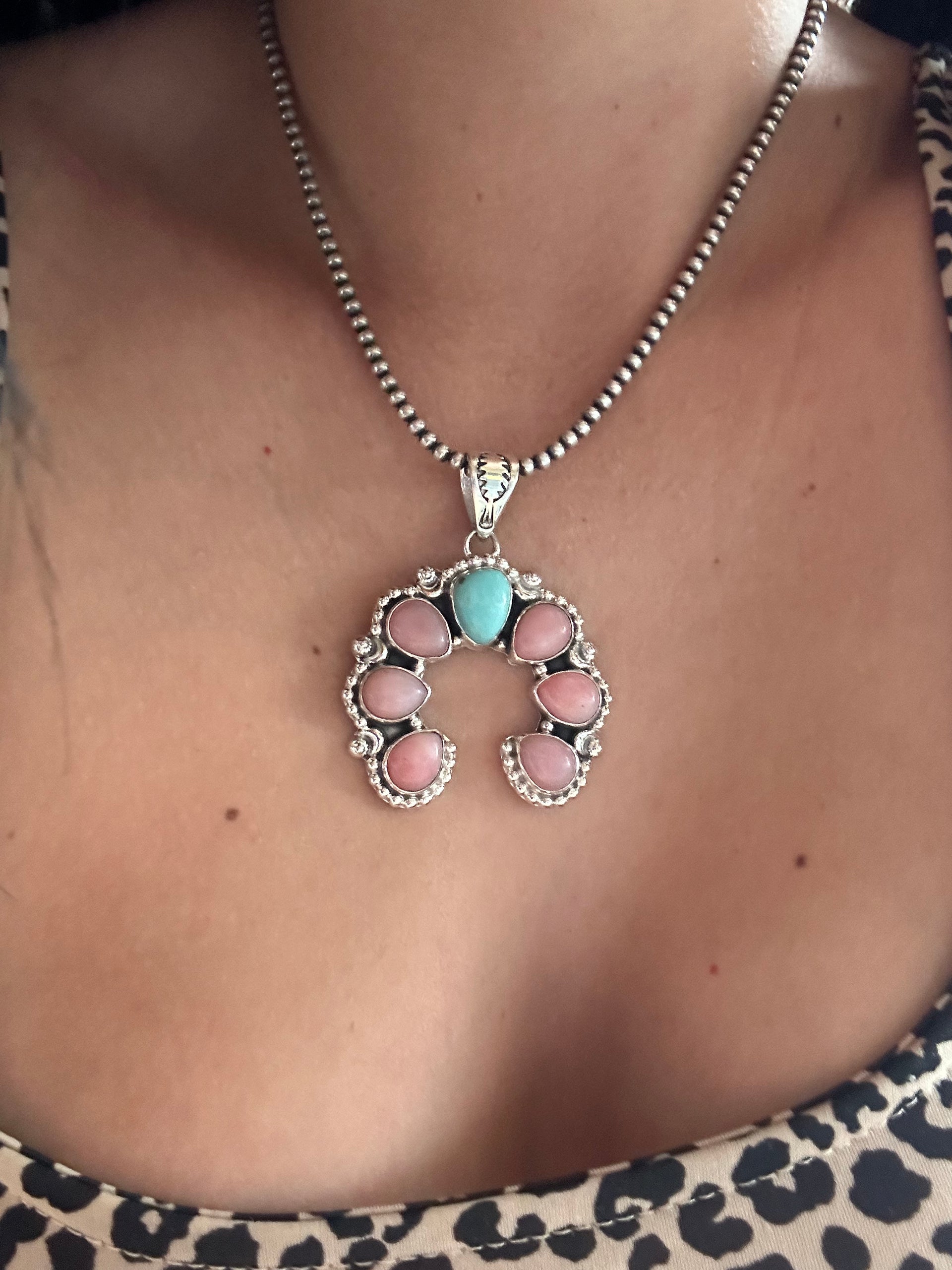 Southwest Handmade Multi Stone & Sterling Silver Naja Pendant
