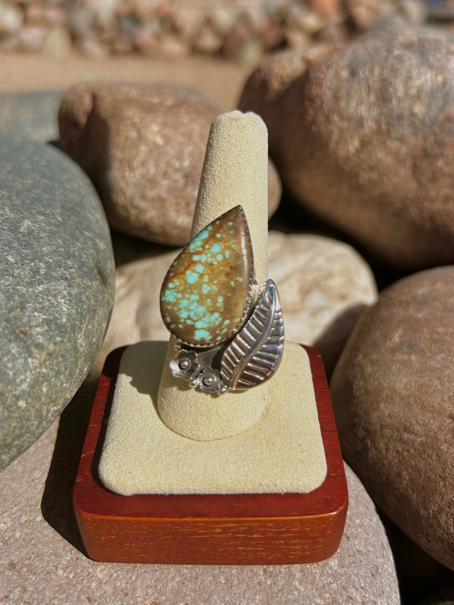 Southwest Number 8 Turquoise & Sterling Silver Ring Size 9