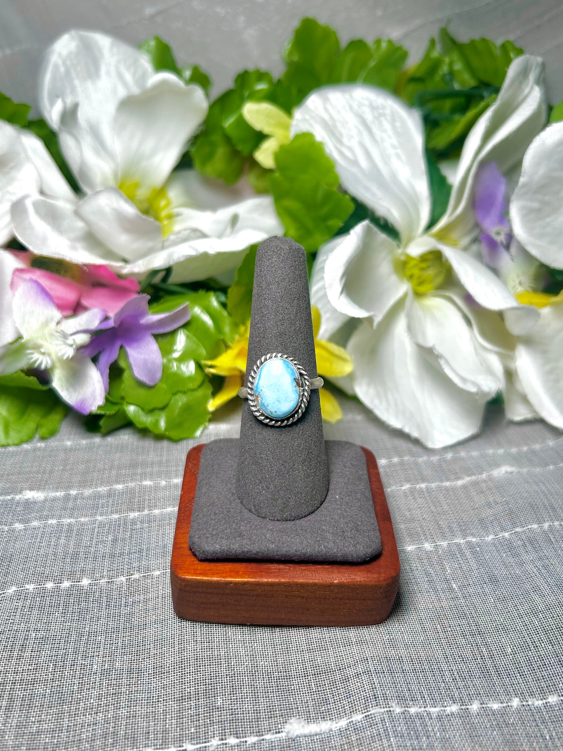 Navajo Made Golden Hill Turquoise & Sterling Silver Ring Size 8.25