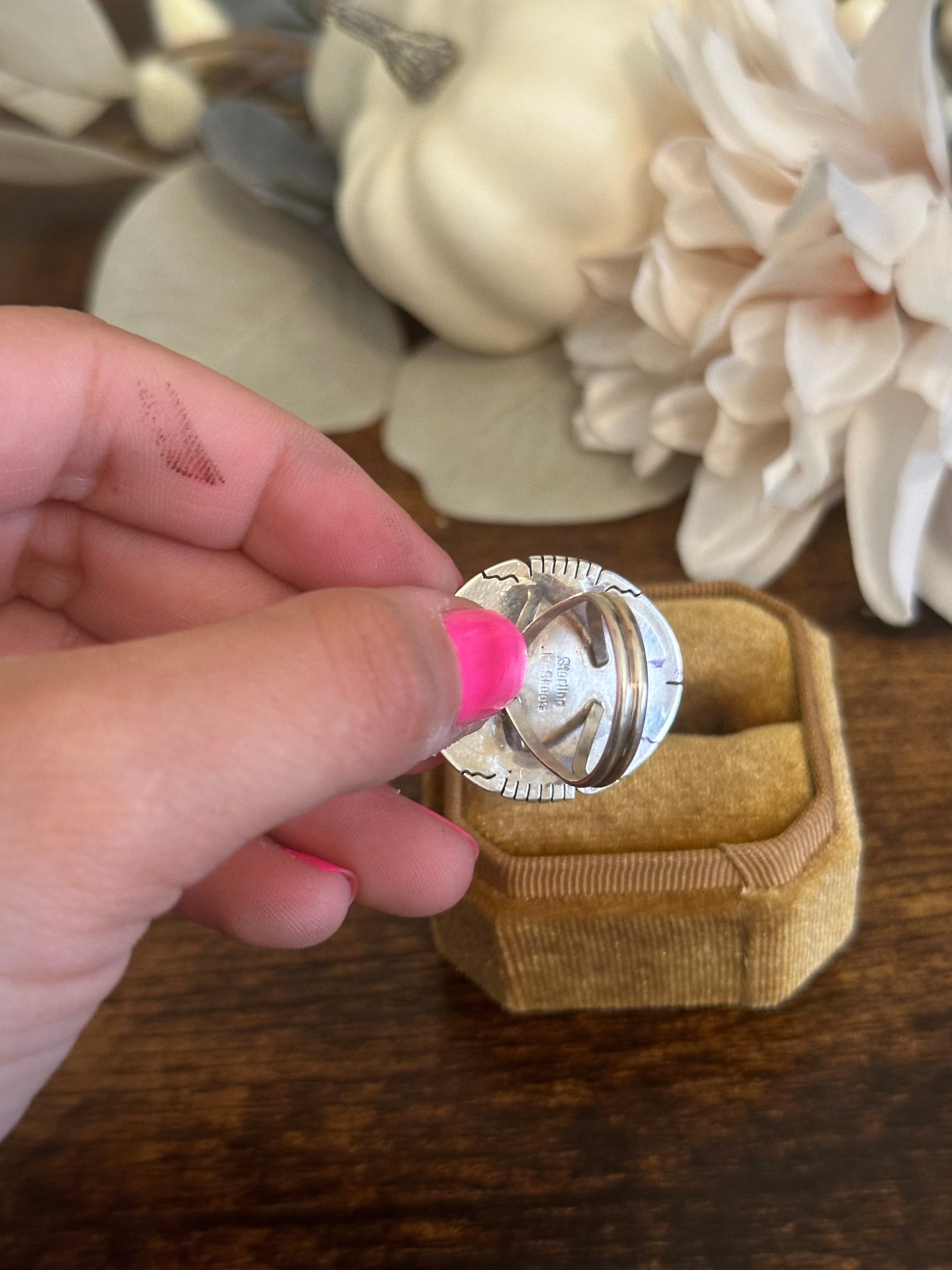 Dave Skeets White Buffalo and Sterling Silver Ring