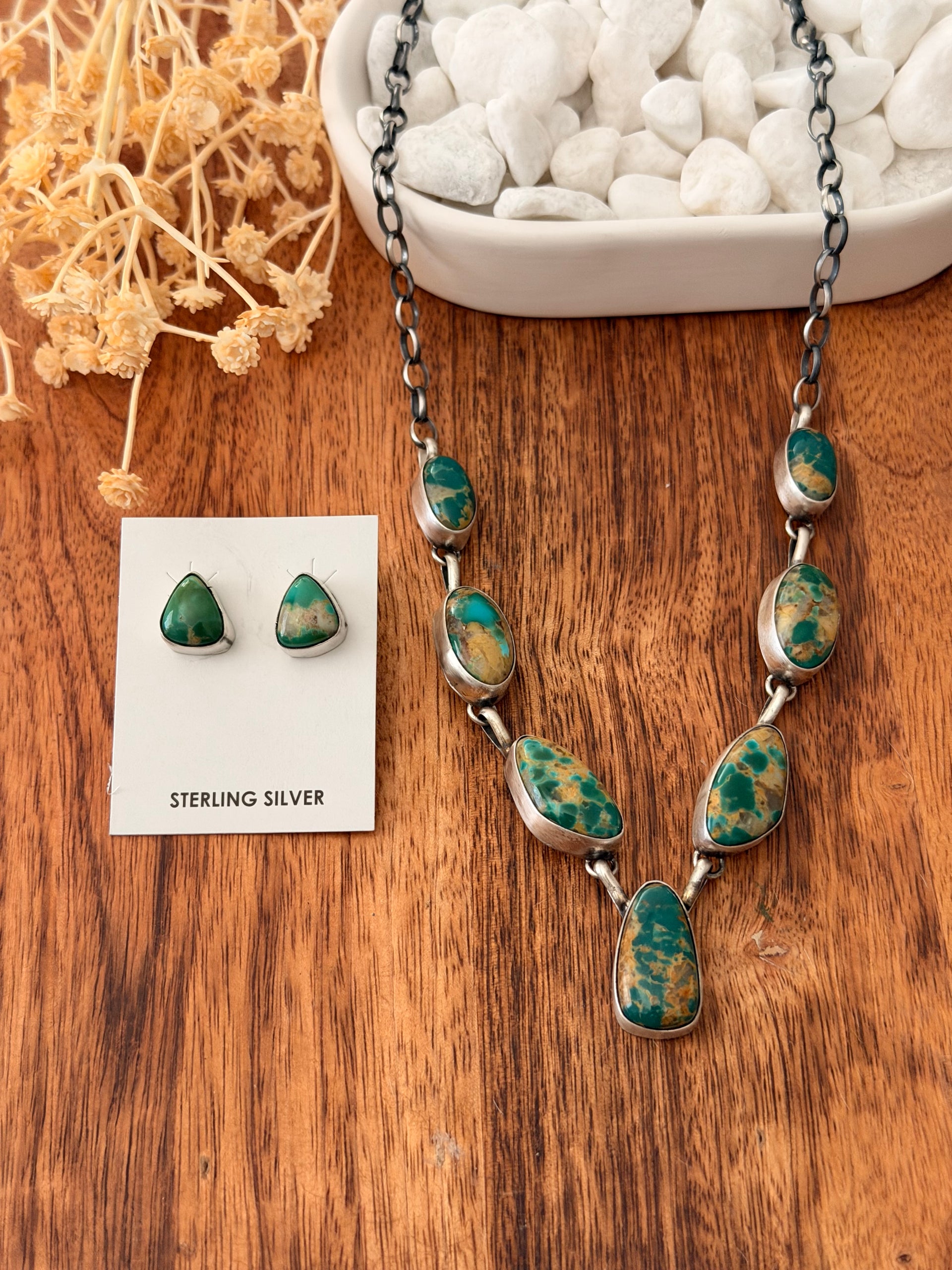 Augustine Largo Fox Turquoise & Sterling Silver Necklace Set
