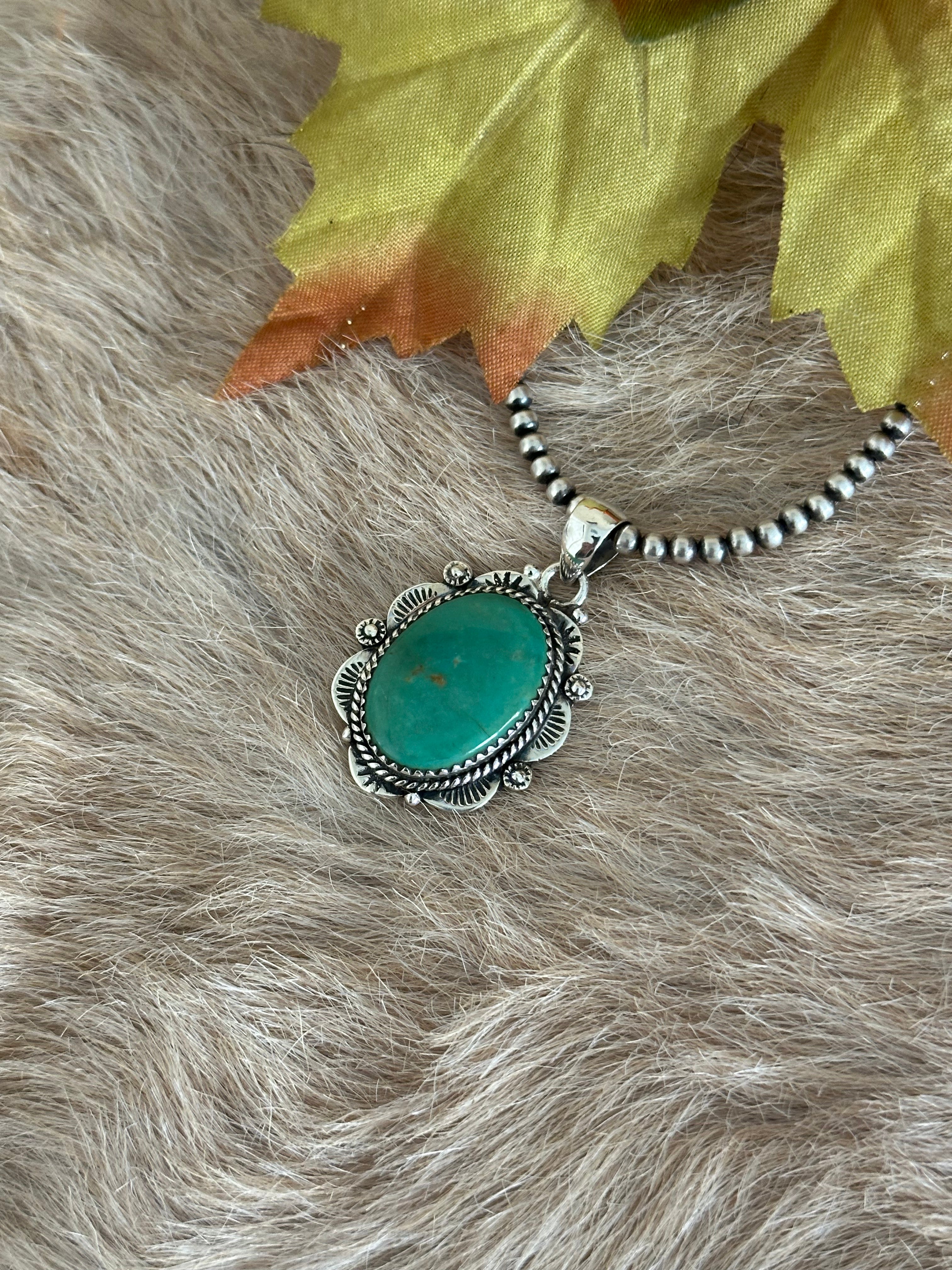 Southwest Handmade Kingman Turquoise & Sterling Silver Pendant