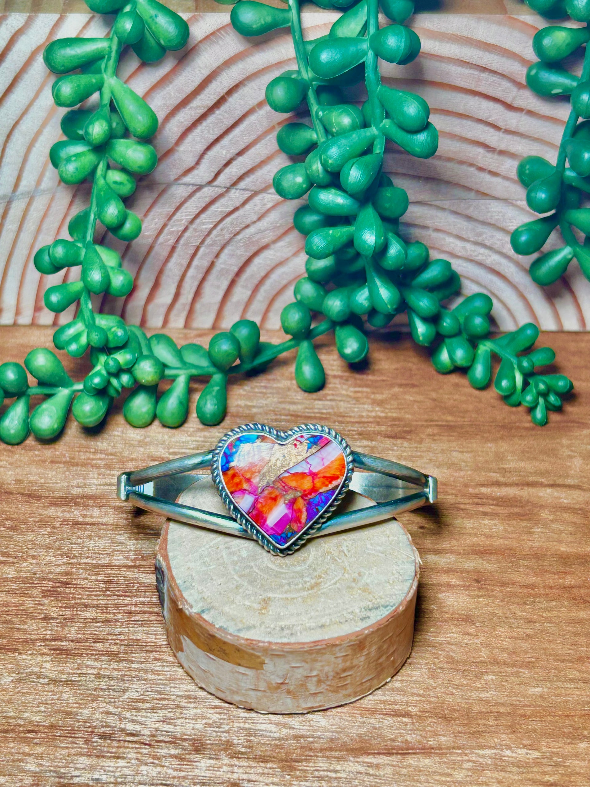 Navajo Made Mohave Turquoise & Sterling Silver Cuff Bracelet