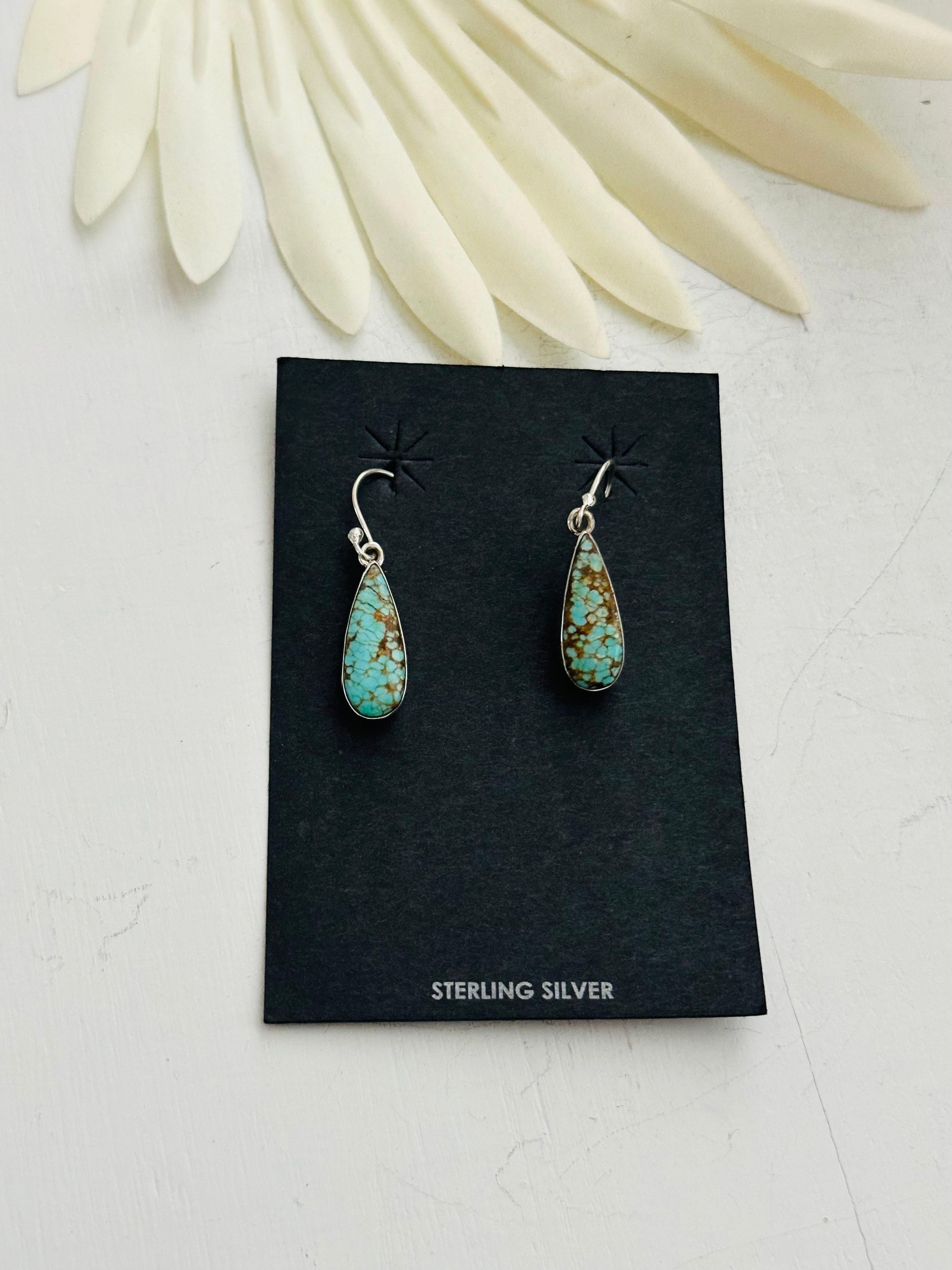 Southwest Handmade #8 Turquoise & Sterling Silver Dangle Earrings