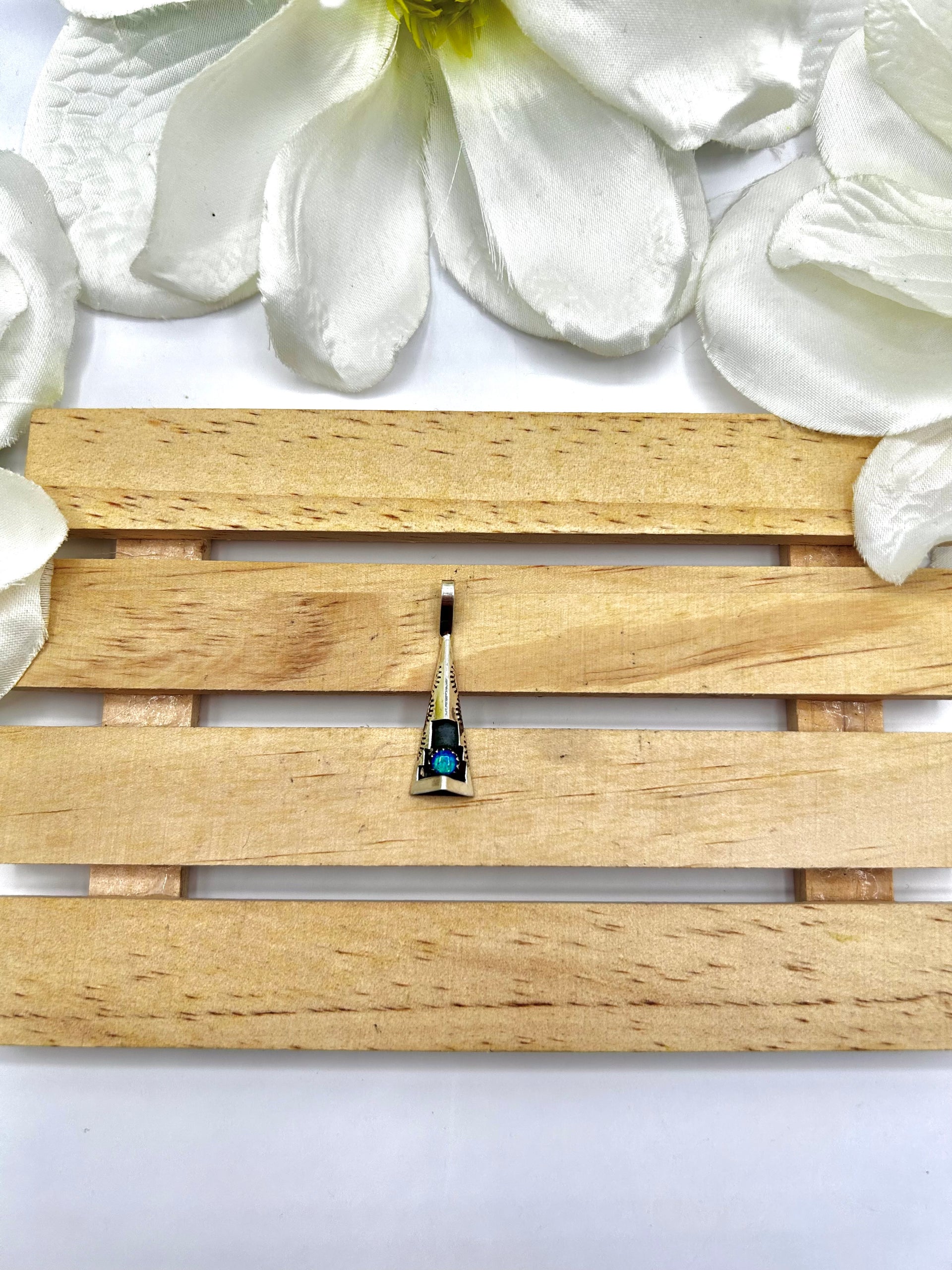 Navajo Made Opal & Sterling Silver Pendant