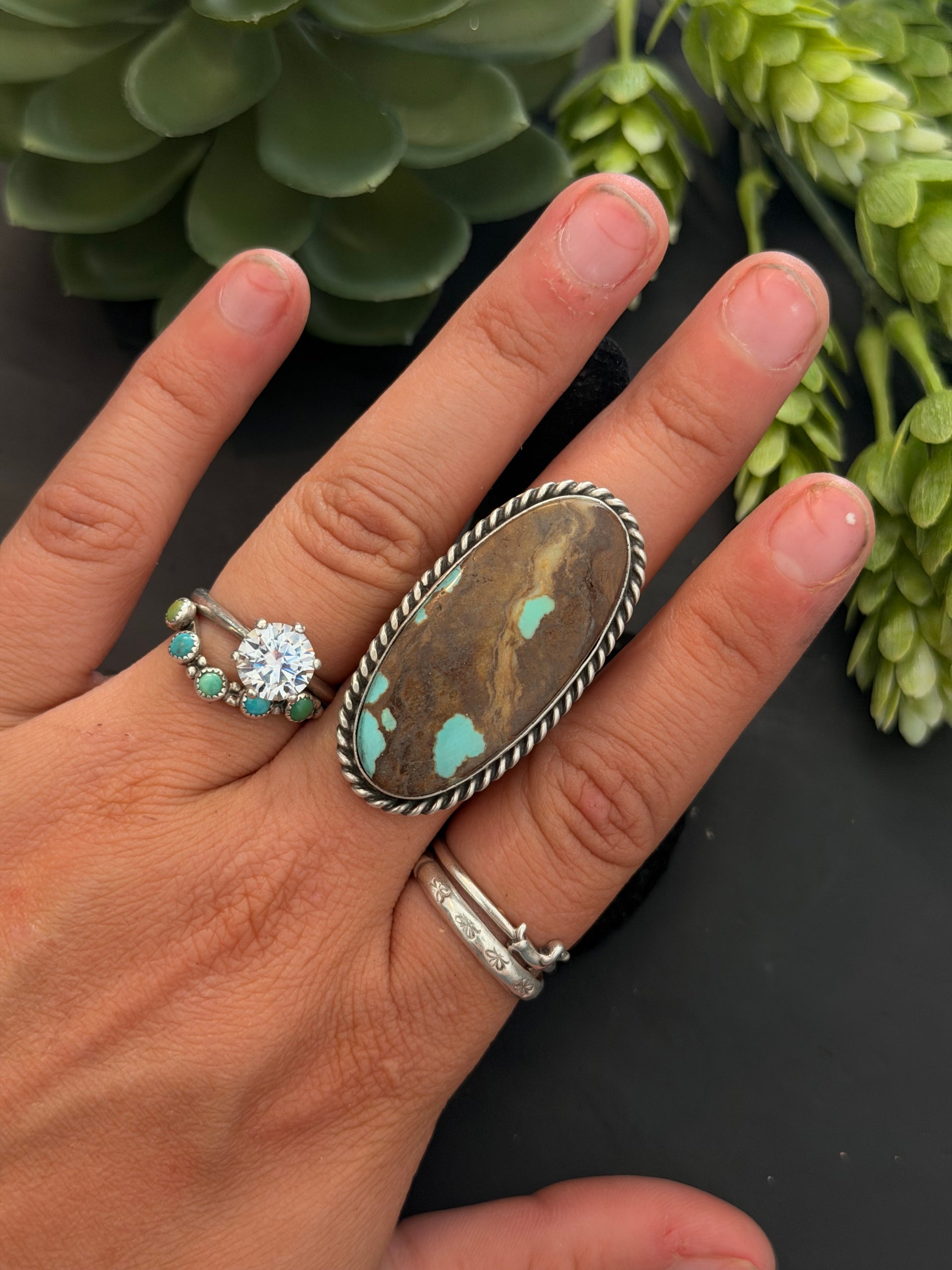 Chassity Belone Mine 8 Turquoise & Sterling Silver Adjustable Ring