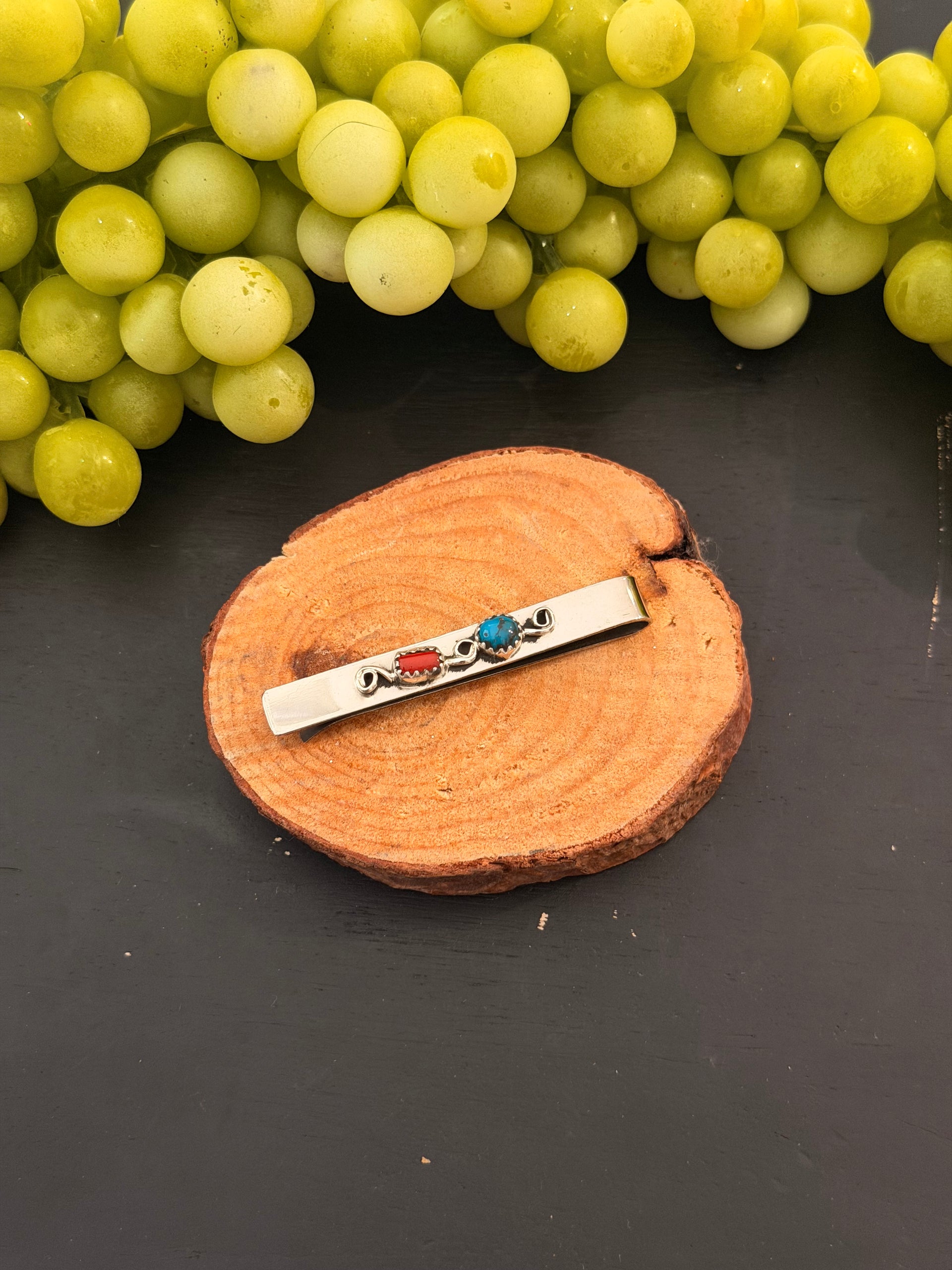 Navajo Made Multi Stone & Sterling Silver Money Clip