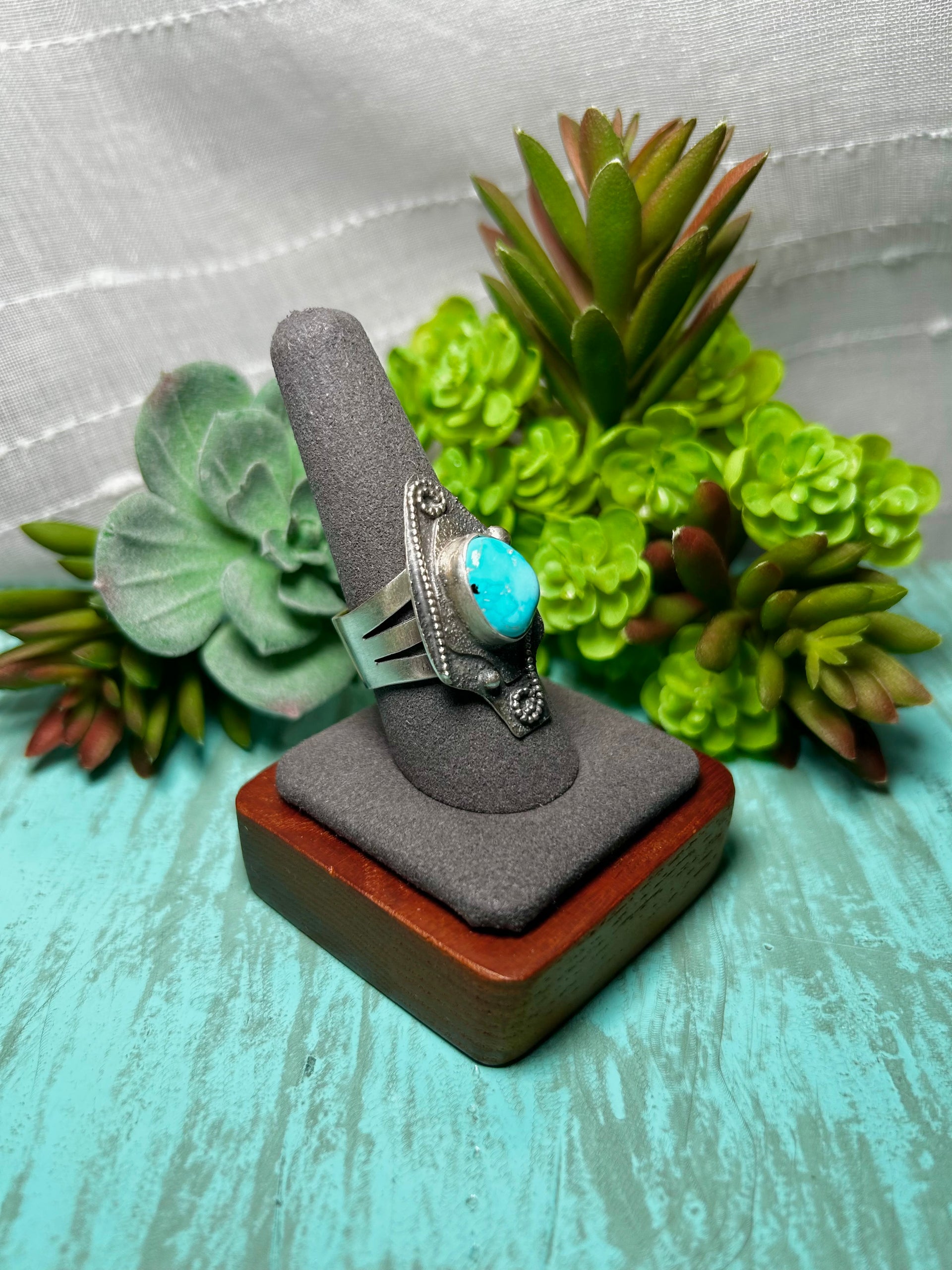 Randy Billy Kingman Turquoise & Sterling Sliver  Ring Size 9.75