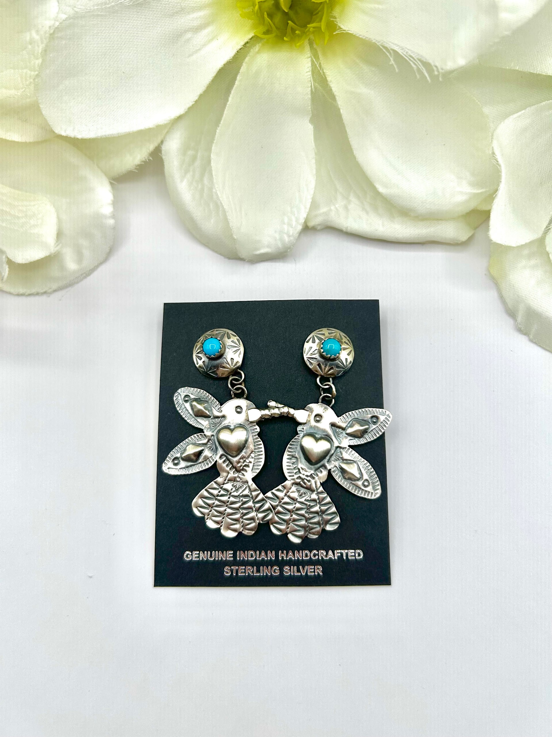 Tim Yazzie Kingman Turquoise & Sterling Silver Post  Earrings