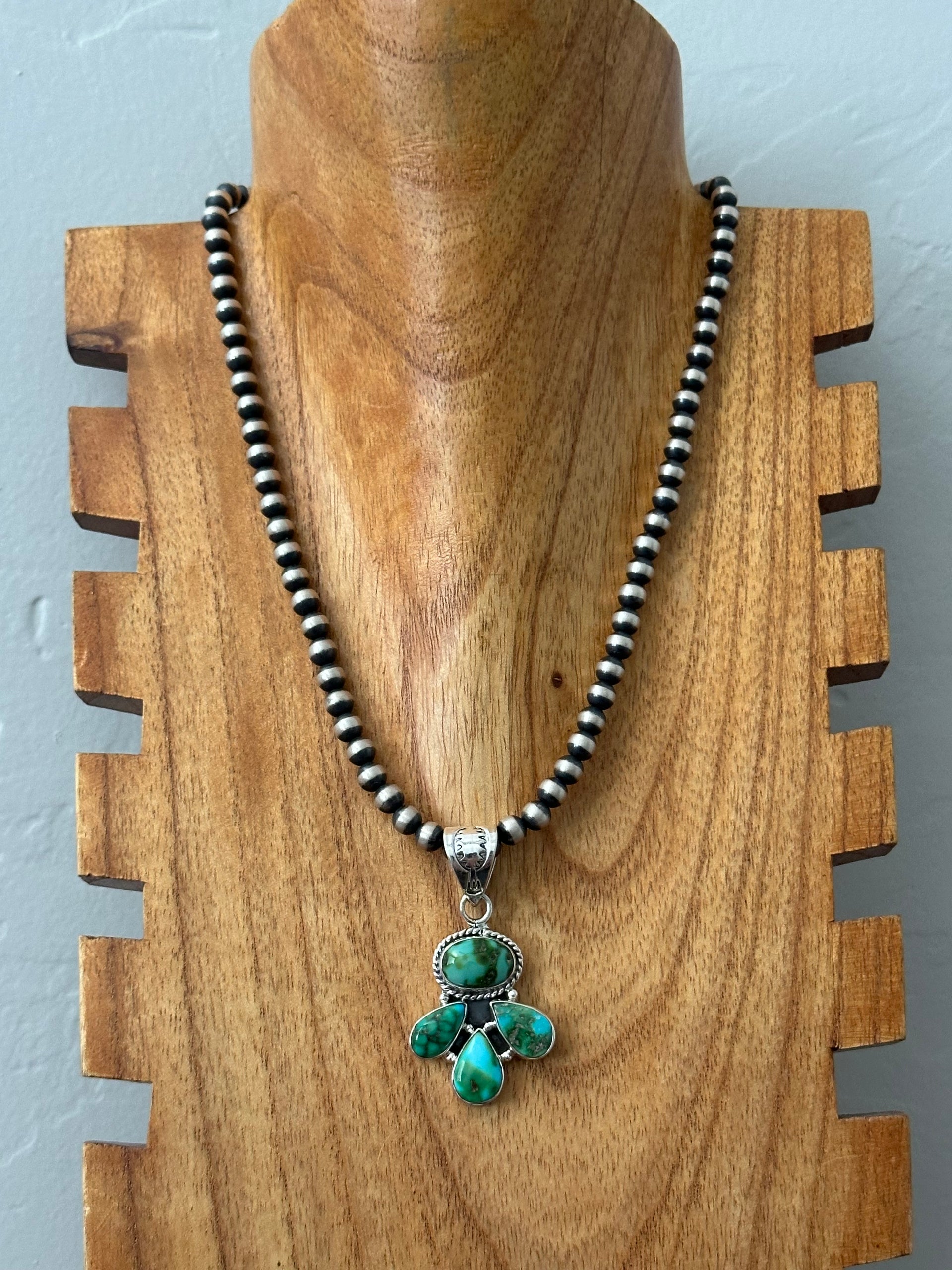 Southwest Handmade Sonoran Mountain Turquoise & Sterling Silver Pendant