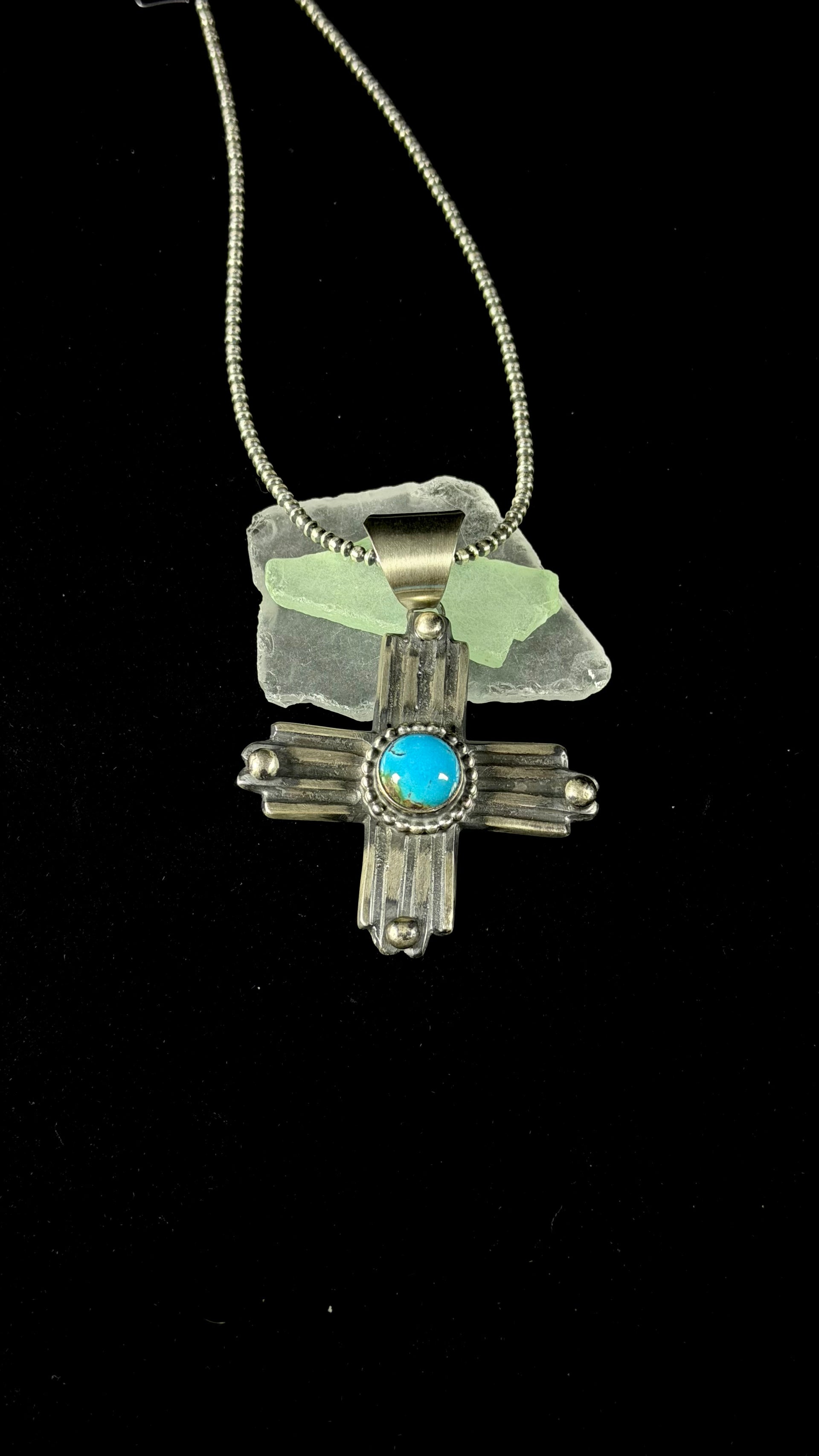 Chimney Butte Kingman Turquoise & Sterling Silver Zia Pendant