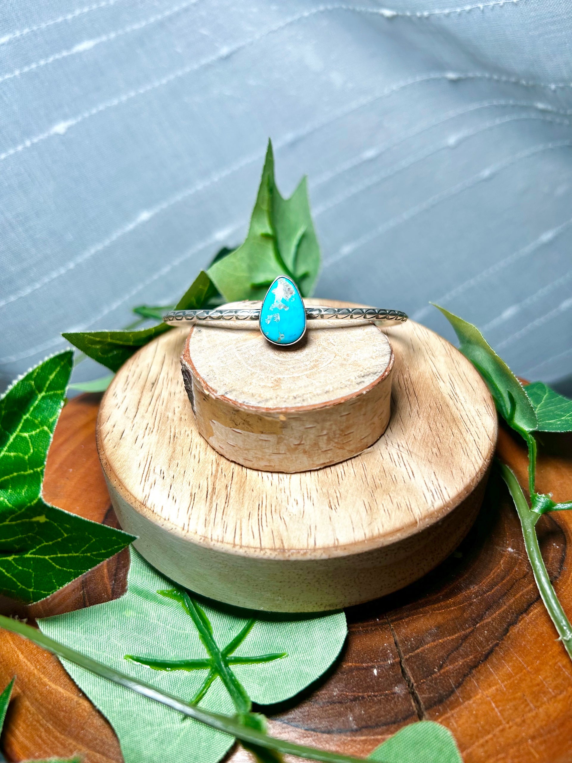 Navajo Made Kingman Turquoise & Sterling Silver Cuff Bracelet