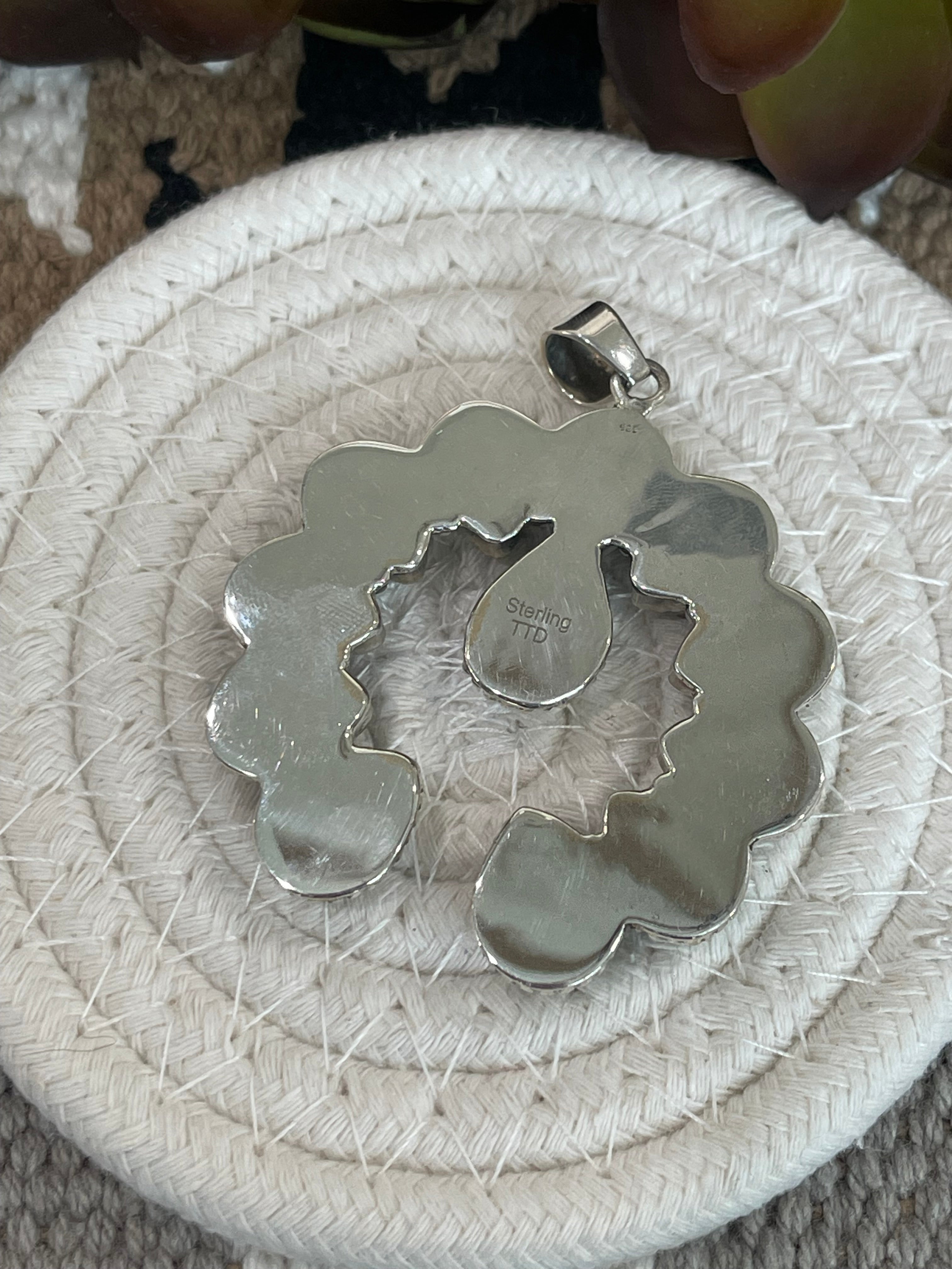 Southwest Handmade White Buffalo & Sterling Silver Naja Pendant