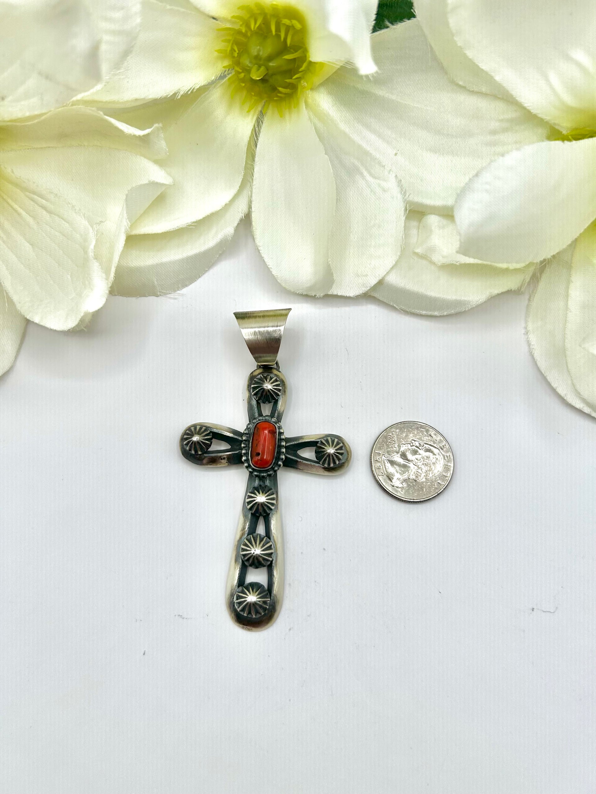 Chimney Butte Mediterranean Coral & Sterling Silver Pendant