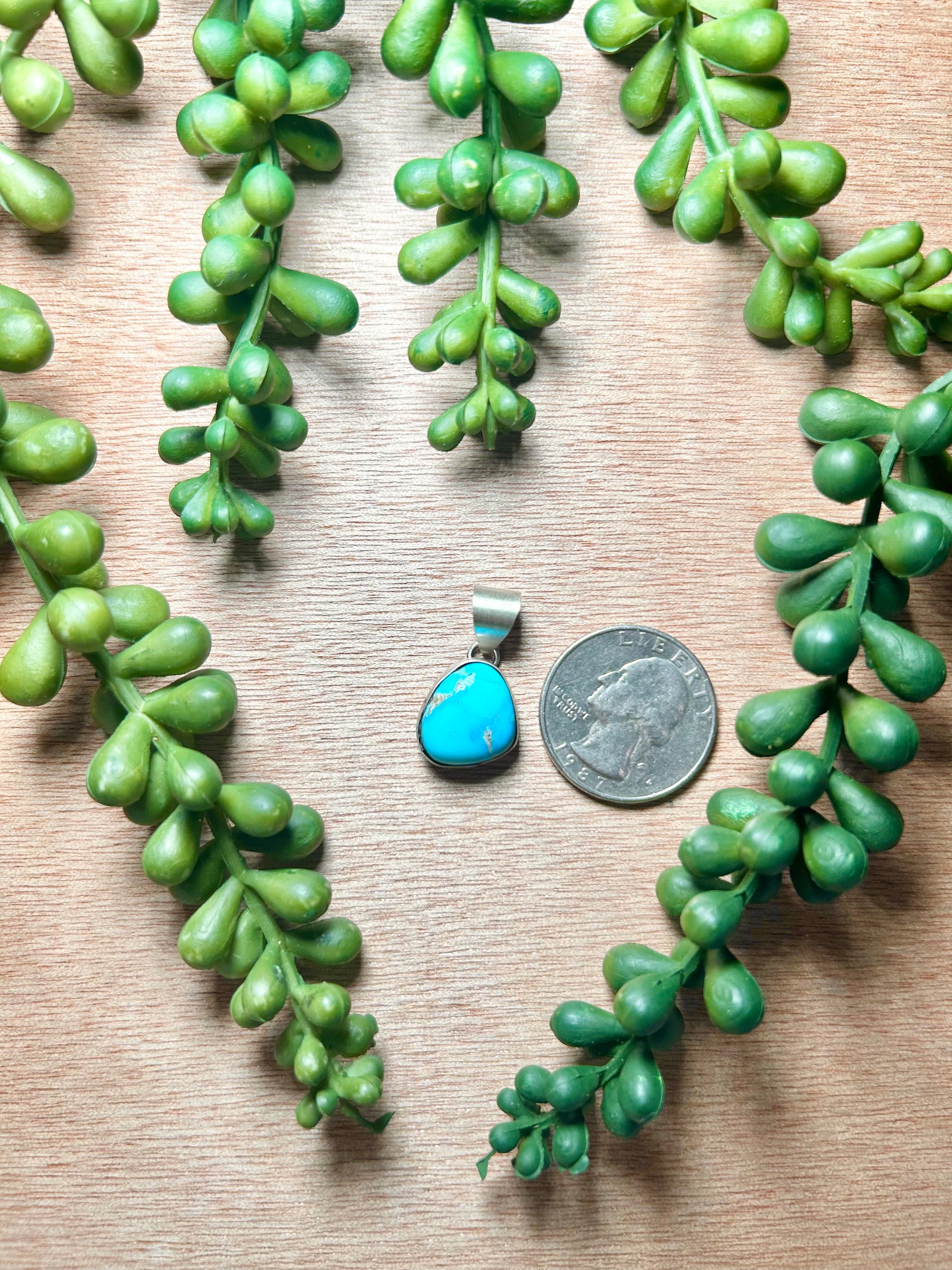 Navajo Made Blue Ridge Turquoise & Sterling Silver Pendant