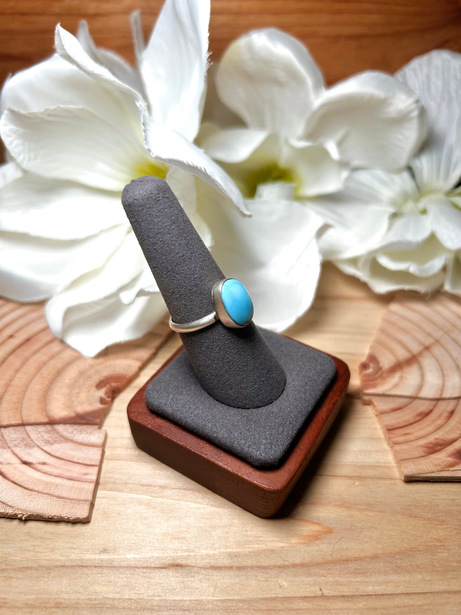 Navajo Made Golden Hill Turquoise & Sterling Silver Ring Size 8