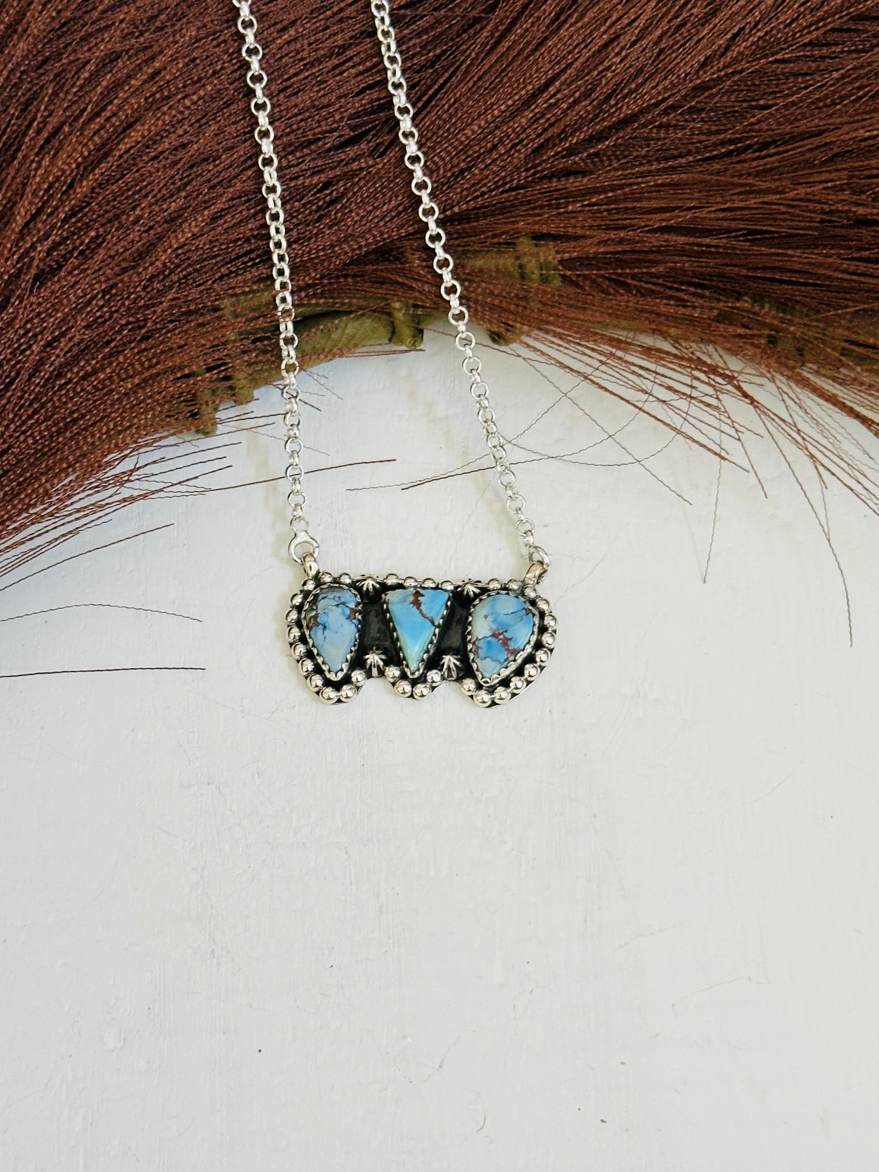 TTD “Array” Golden Hills Turquoise & Sterling Silver Necklace