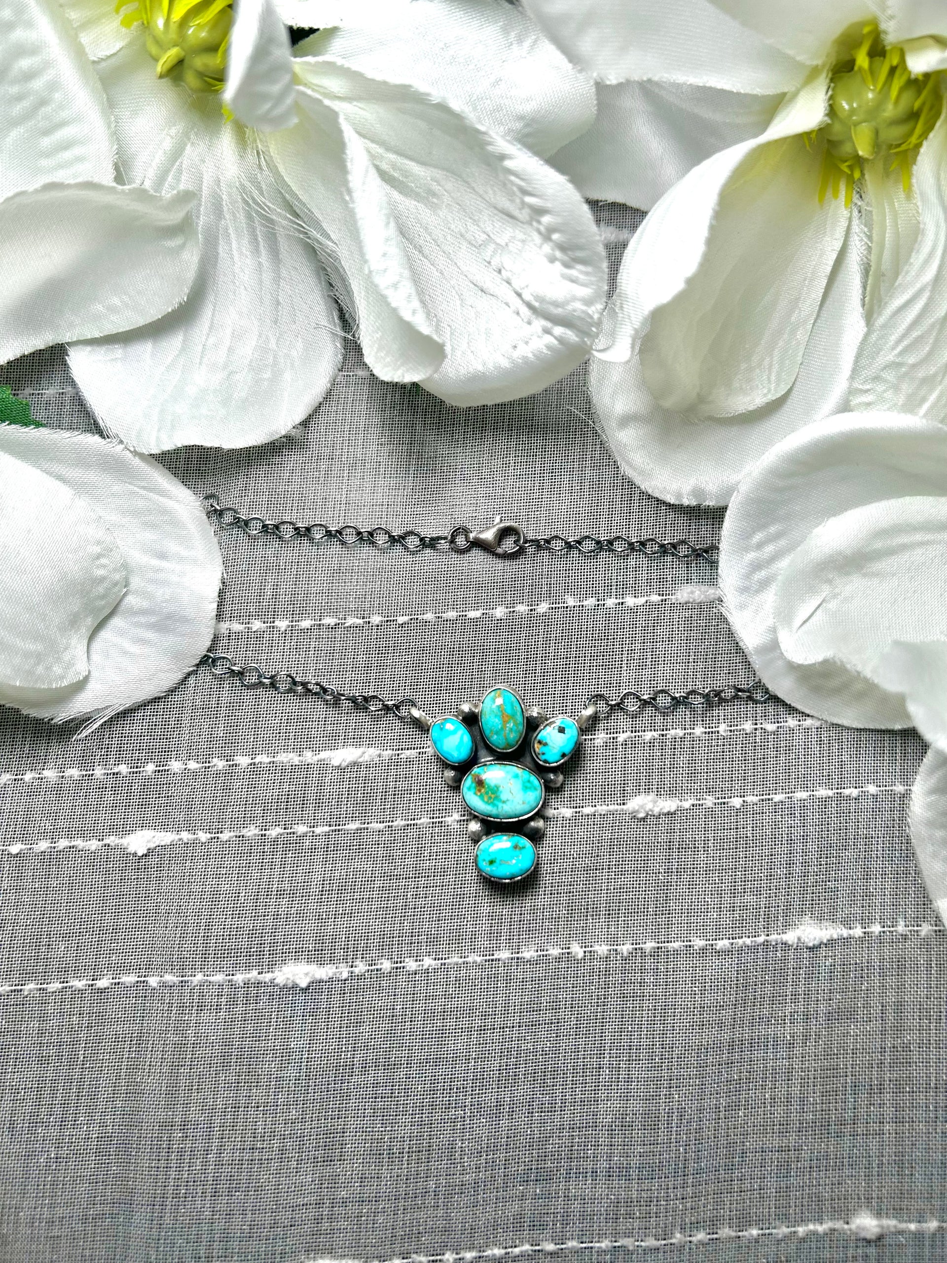 Navajo Made Royston Turquoise & Sterling Silver Necklace