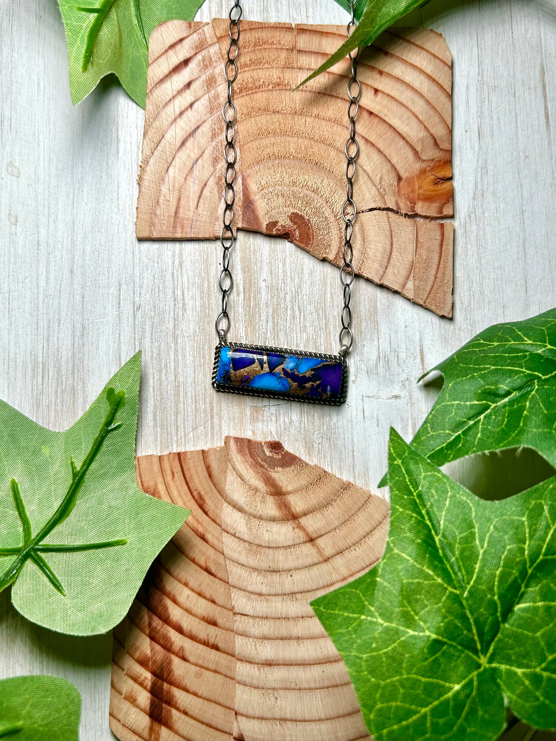 Tia Long Blue Dahlia & Sterling Silver Necklace