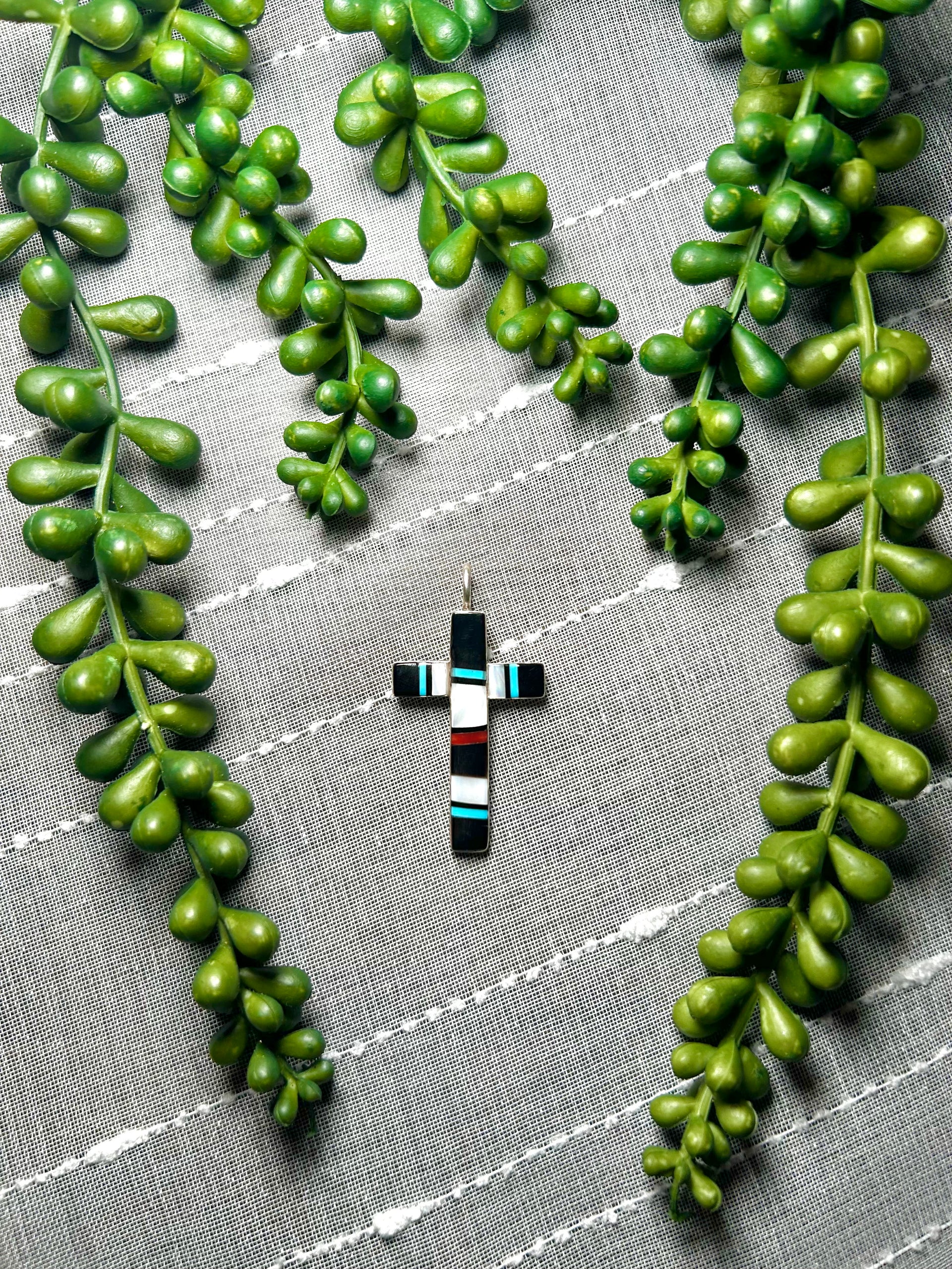 Zuni Made Multi Stone & Sterling Silver Pendant