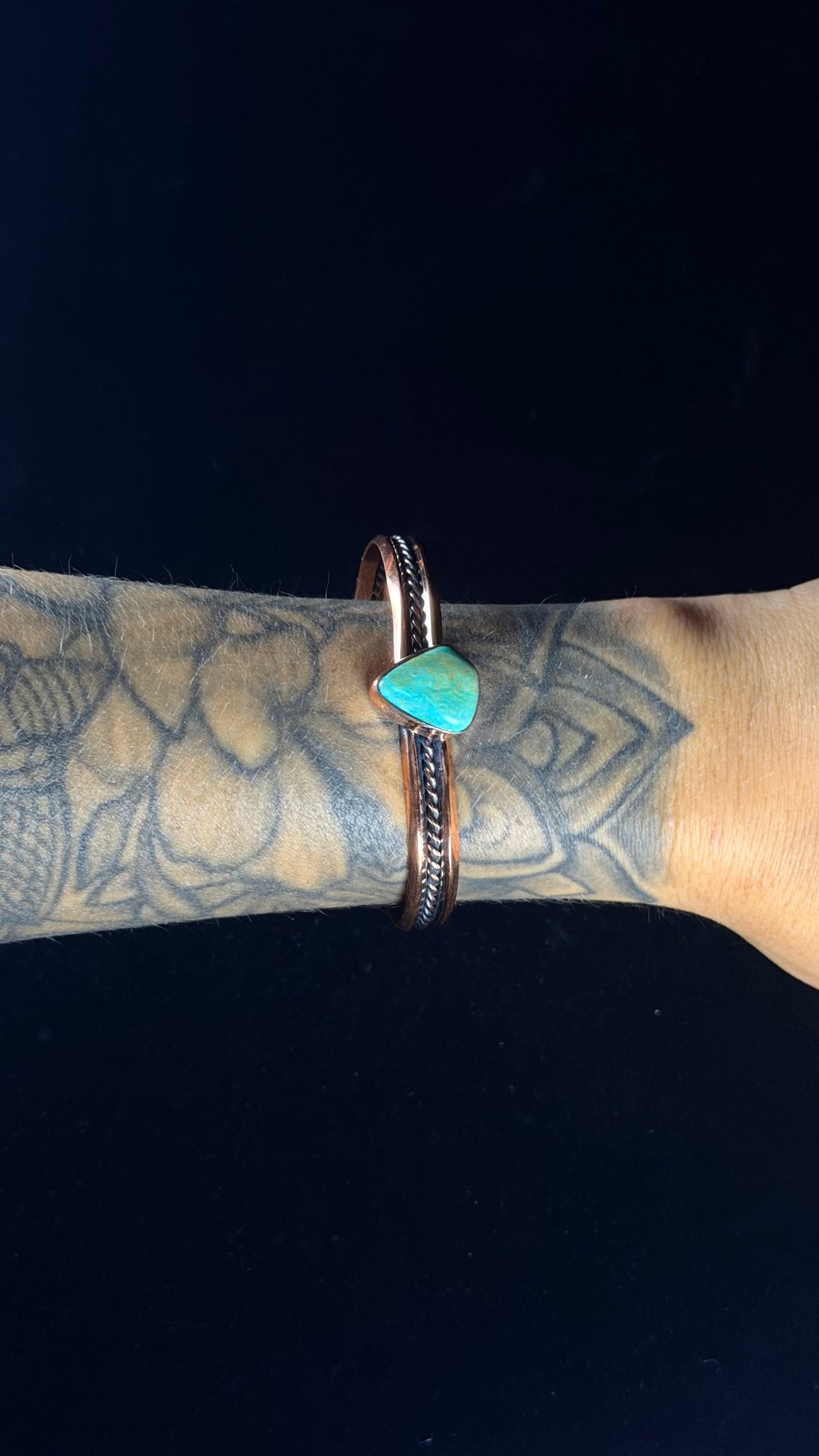 Navajo Made Kingman Turquoise & Copper Cuff Bracelet