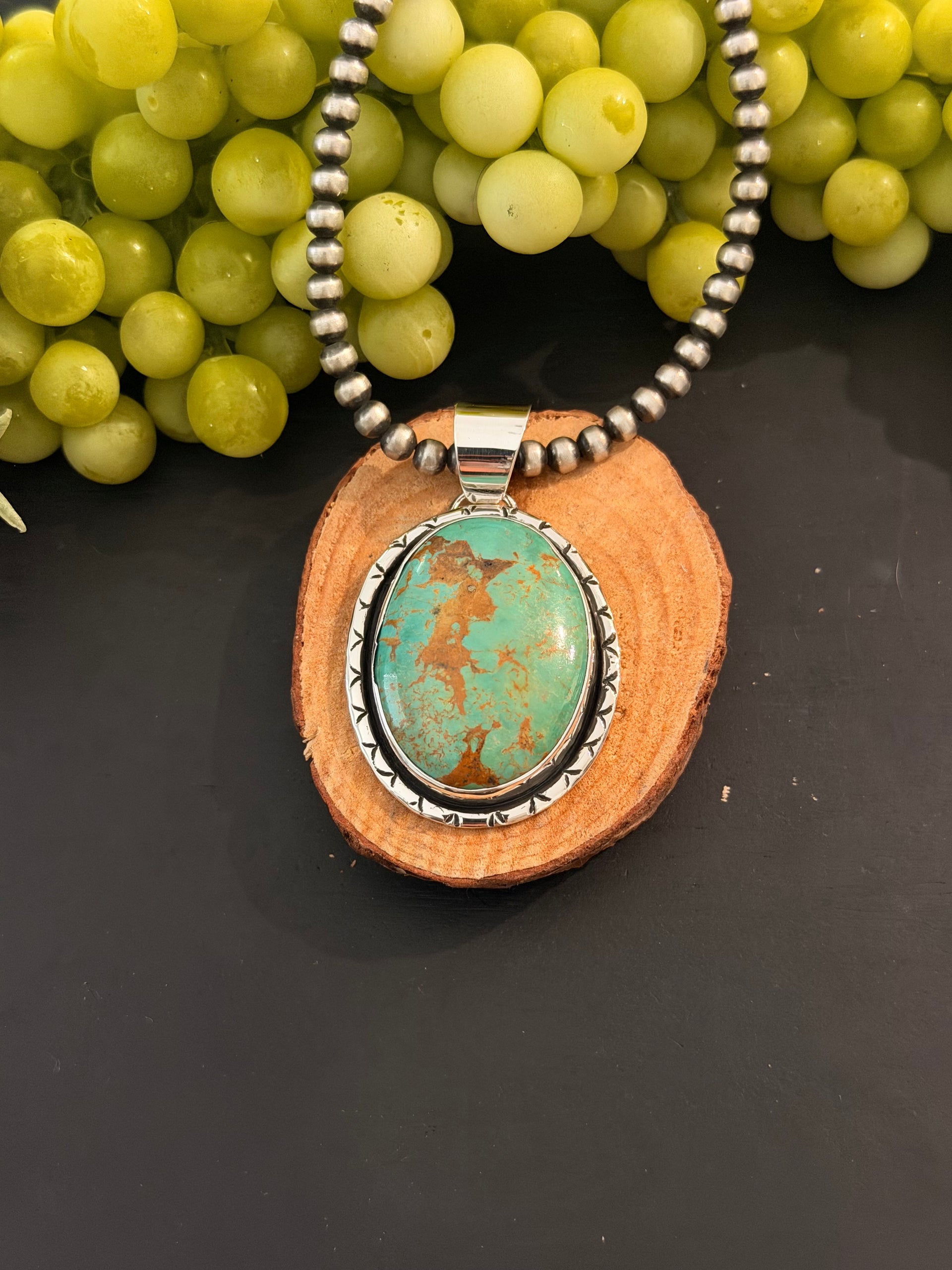 Navajo Made Royston Turquoise & Sterling Silver Pendant
