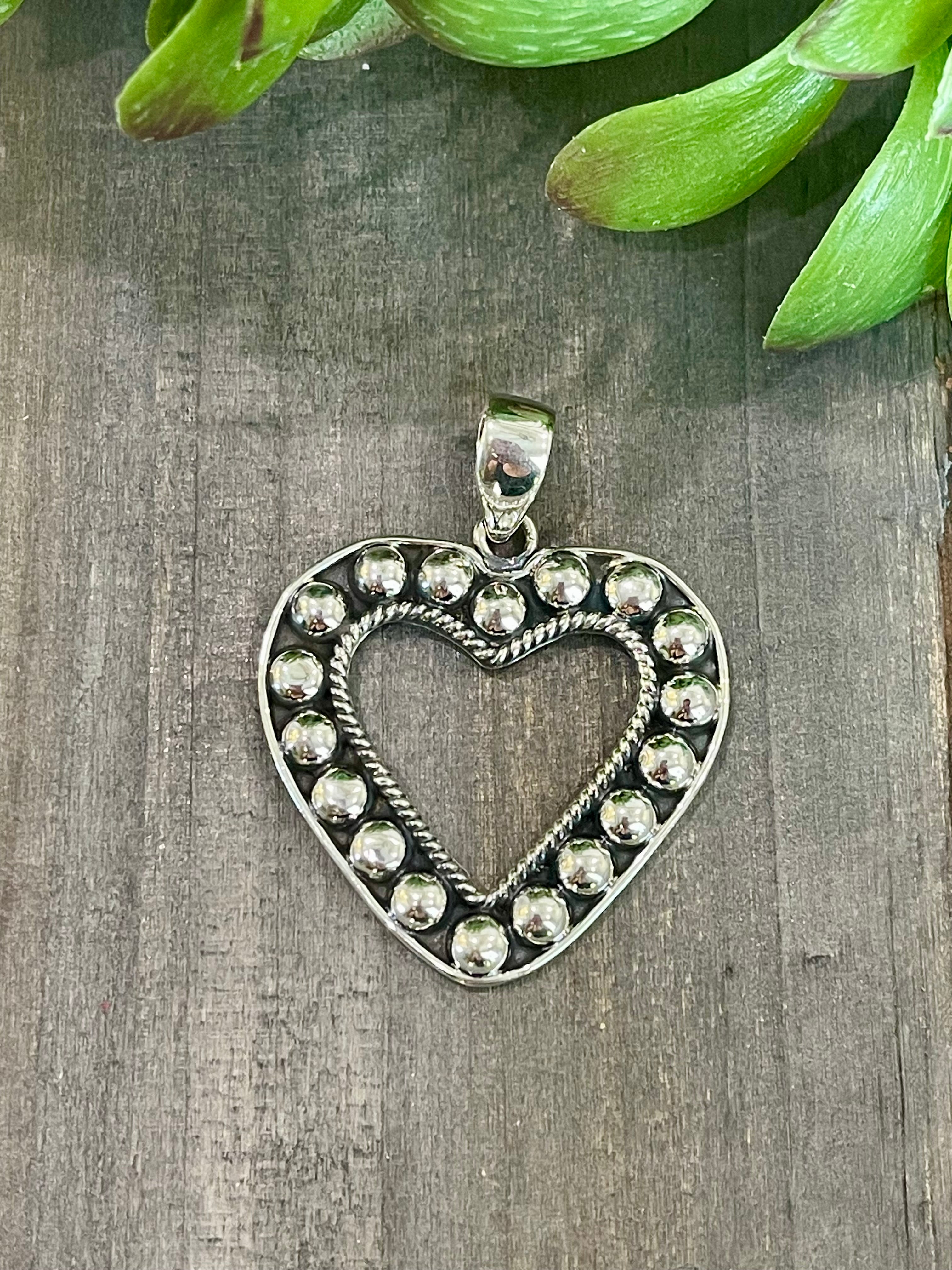 Southwest Handmade Sterling Silver Heart Pendant