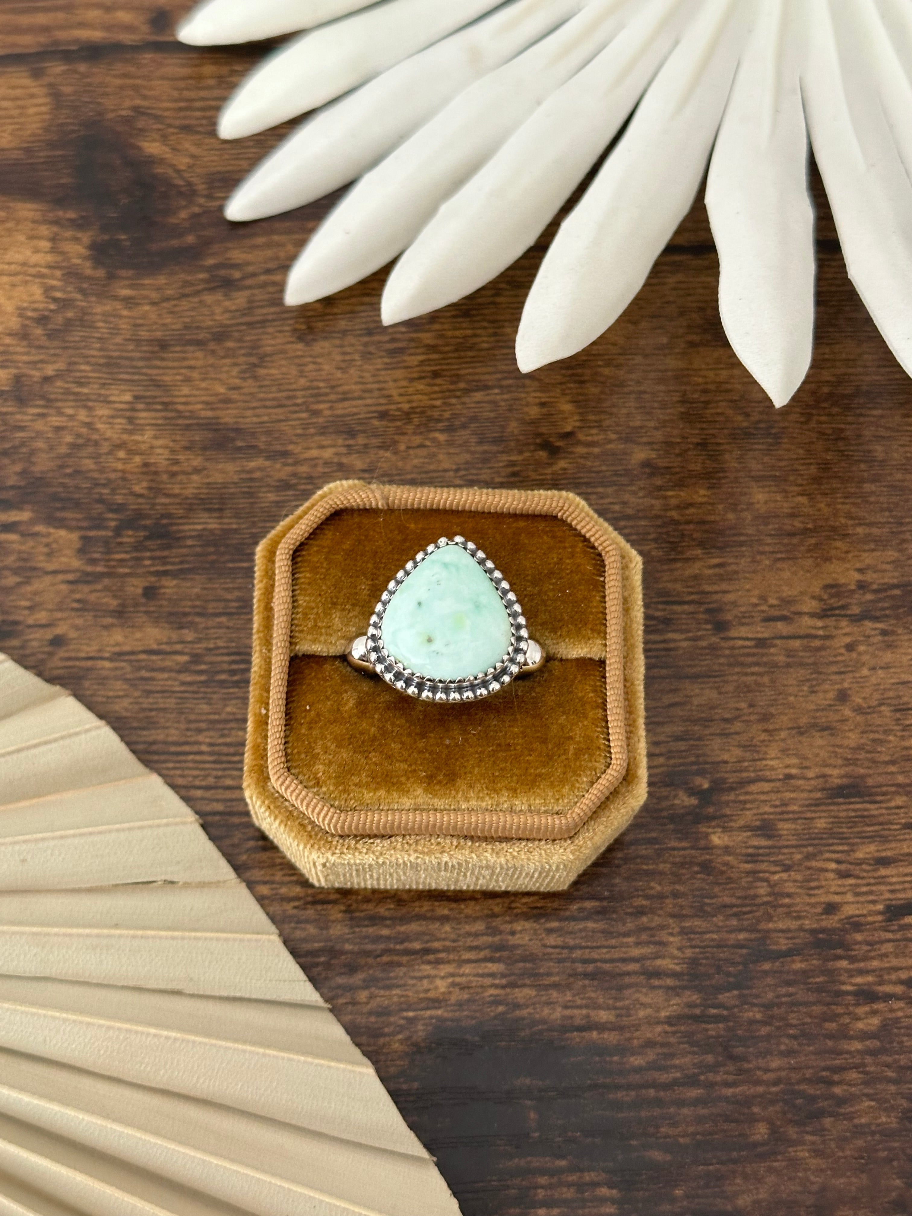 Southwest Handmade Palomino Variscite & Sterling Silver Adjustable Ring