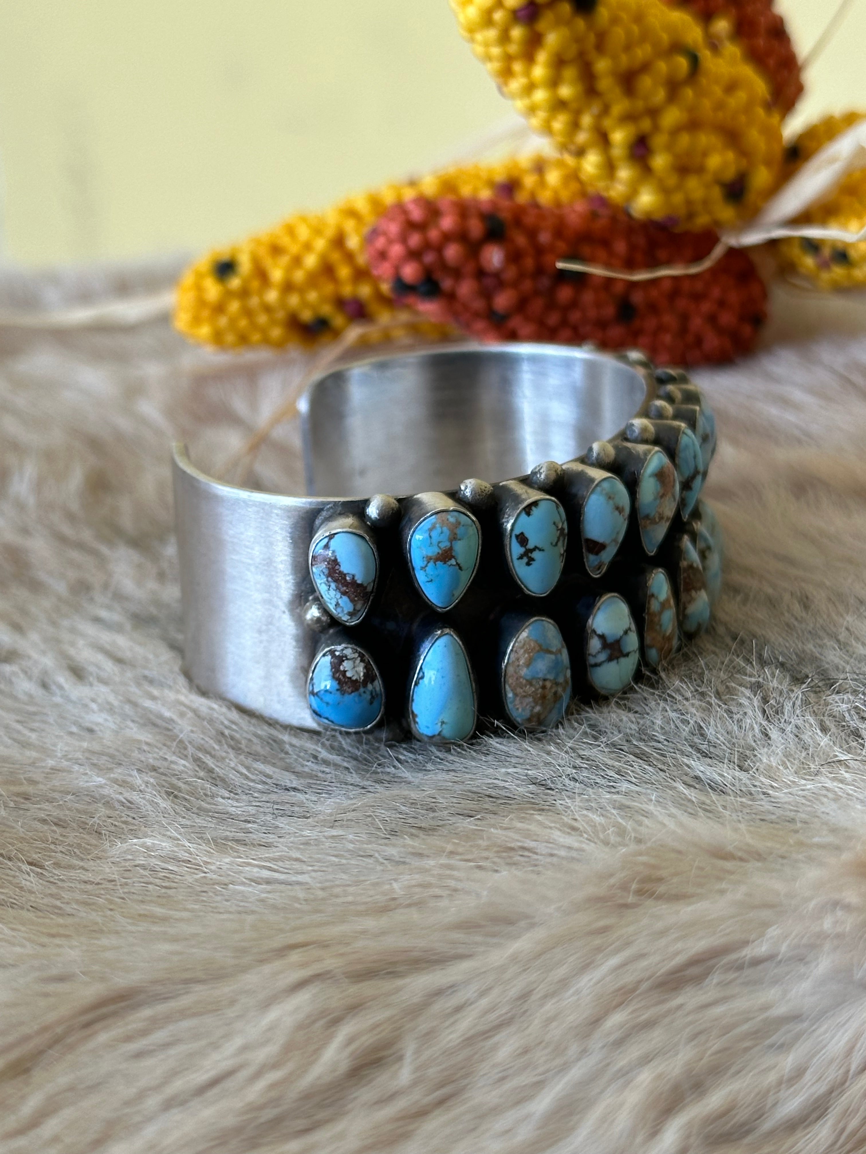 Darrin Livingston Golden Hills Turquoise & Sterling Silver Cuff Bracelet