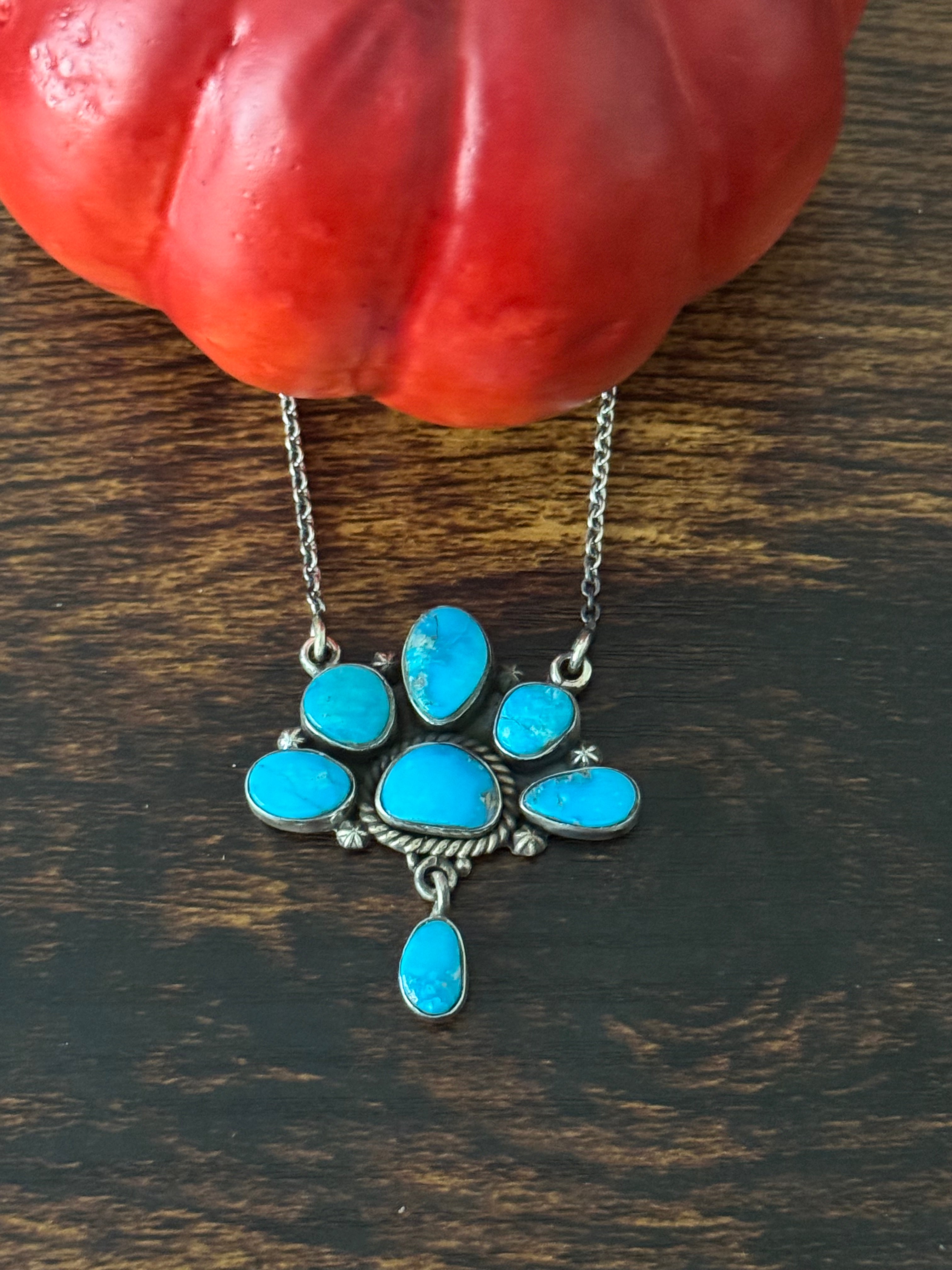 Southwest Valley Blue Turquoise & Sterling Silver Necklace