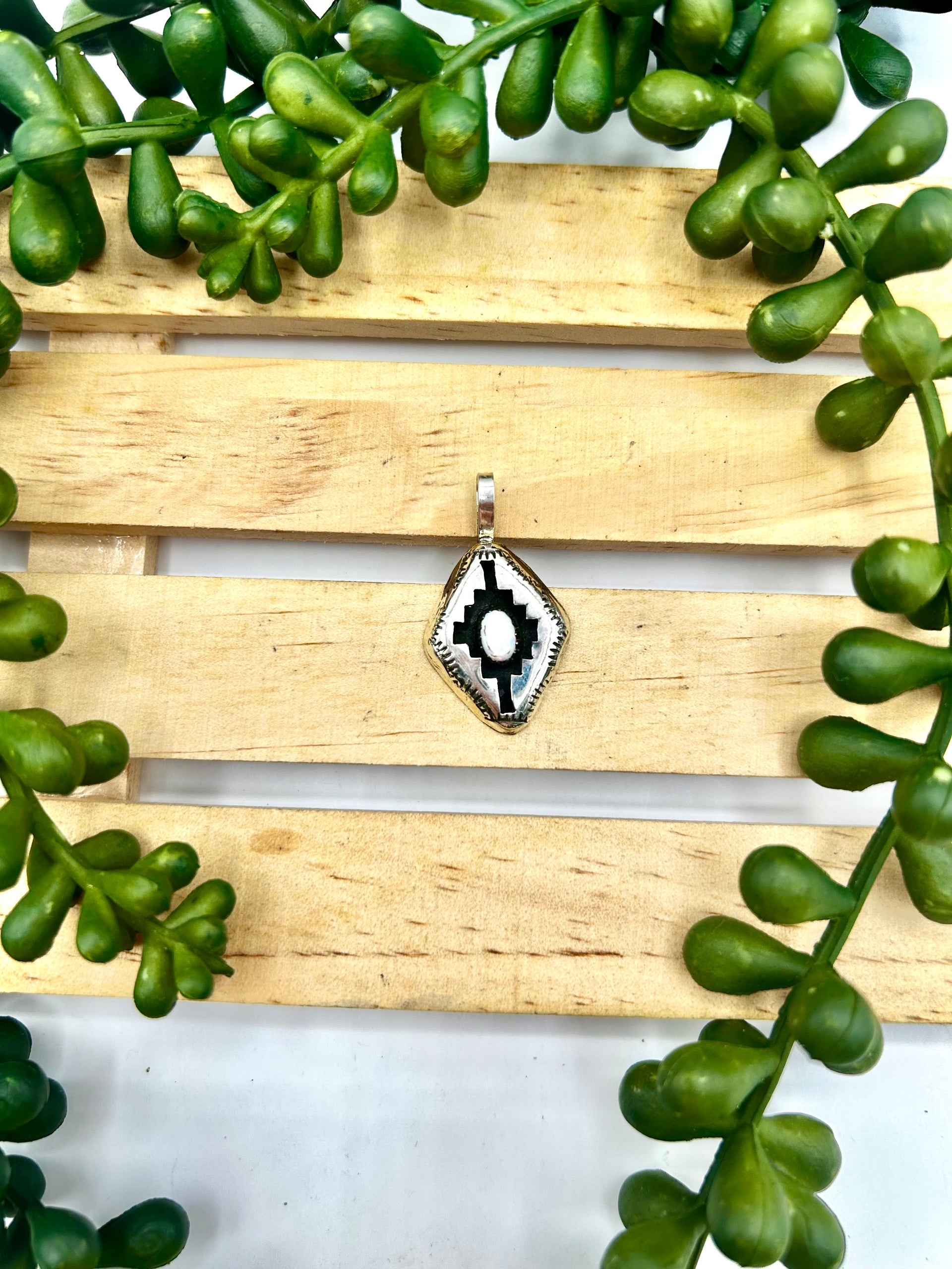 Navajo Made Opal & Sterling Silver Pendant