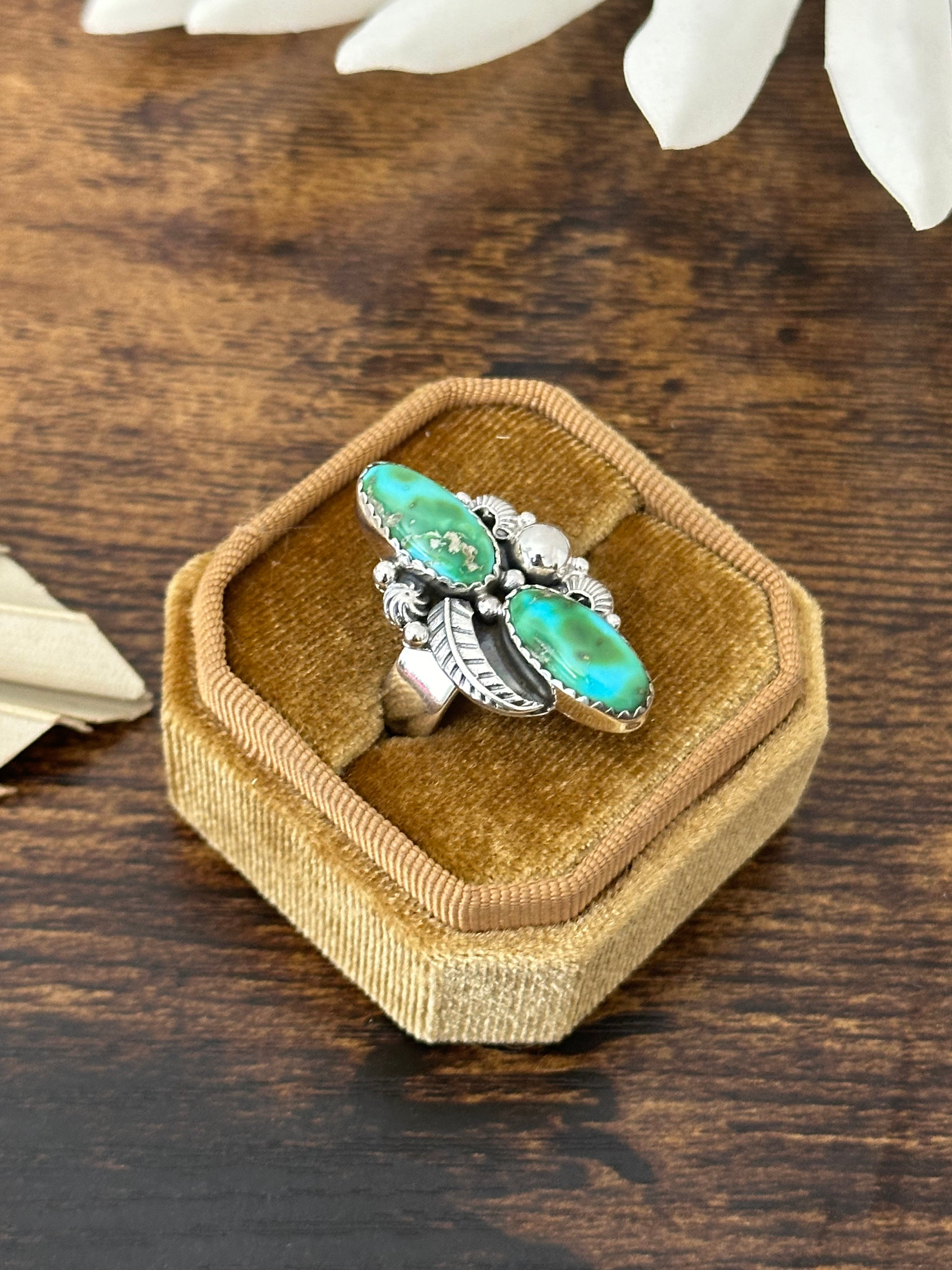 Southwest Handmade Sonoran Mountain Turquoise & Sterling Silver Adjustable Ring